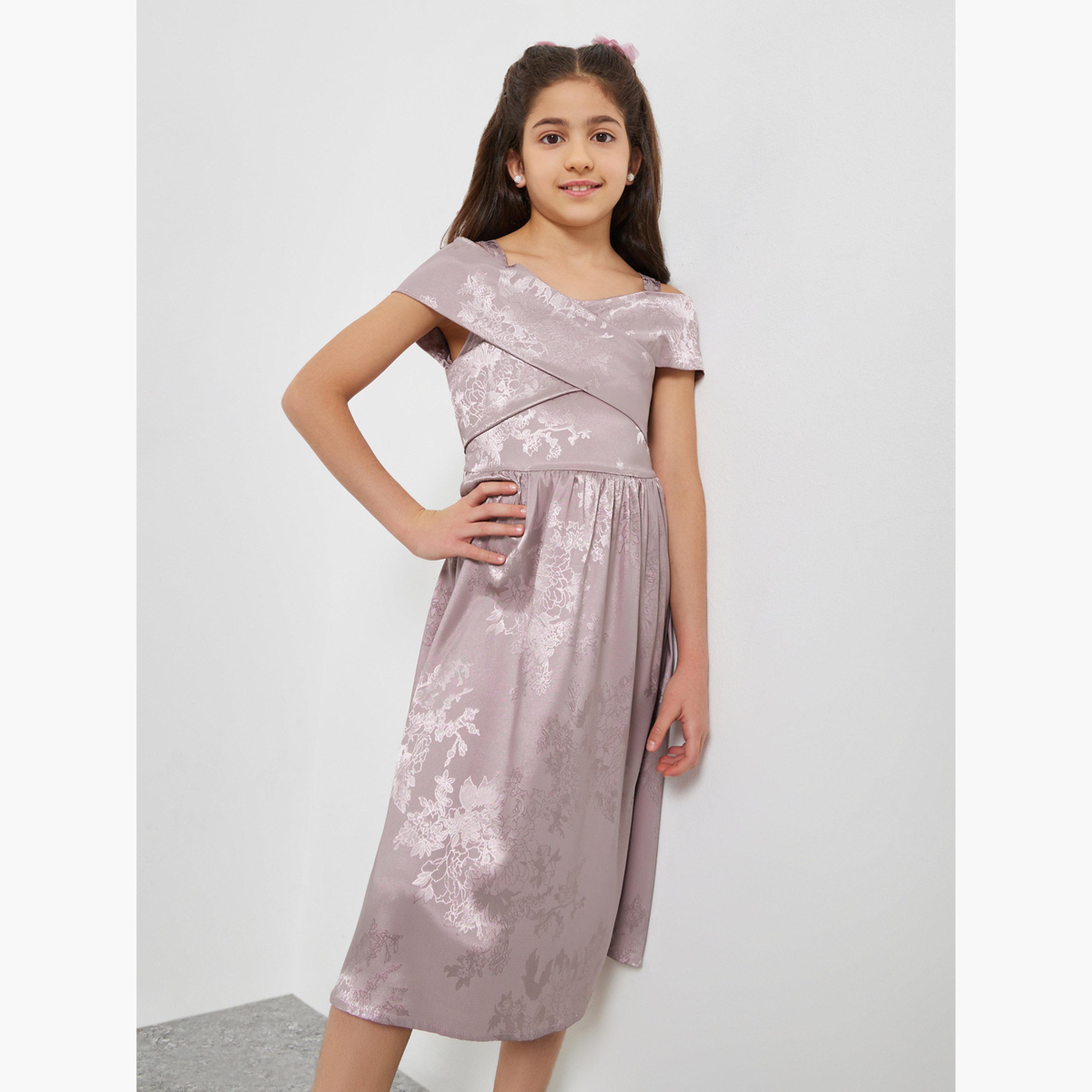 Styli Girls Lilac Cross Over Shoulder Dress-girls-clothing-dressesandjumpsuits-image-3