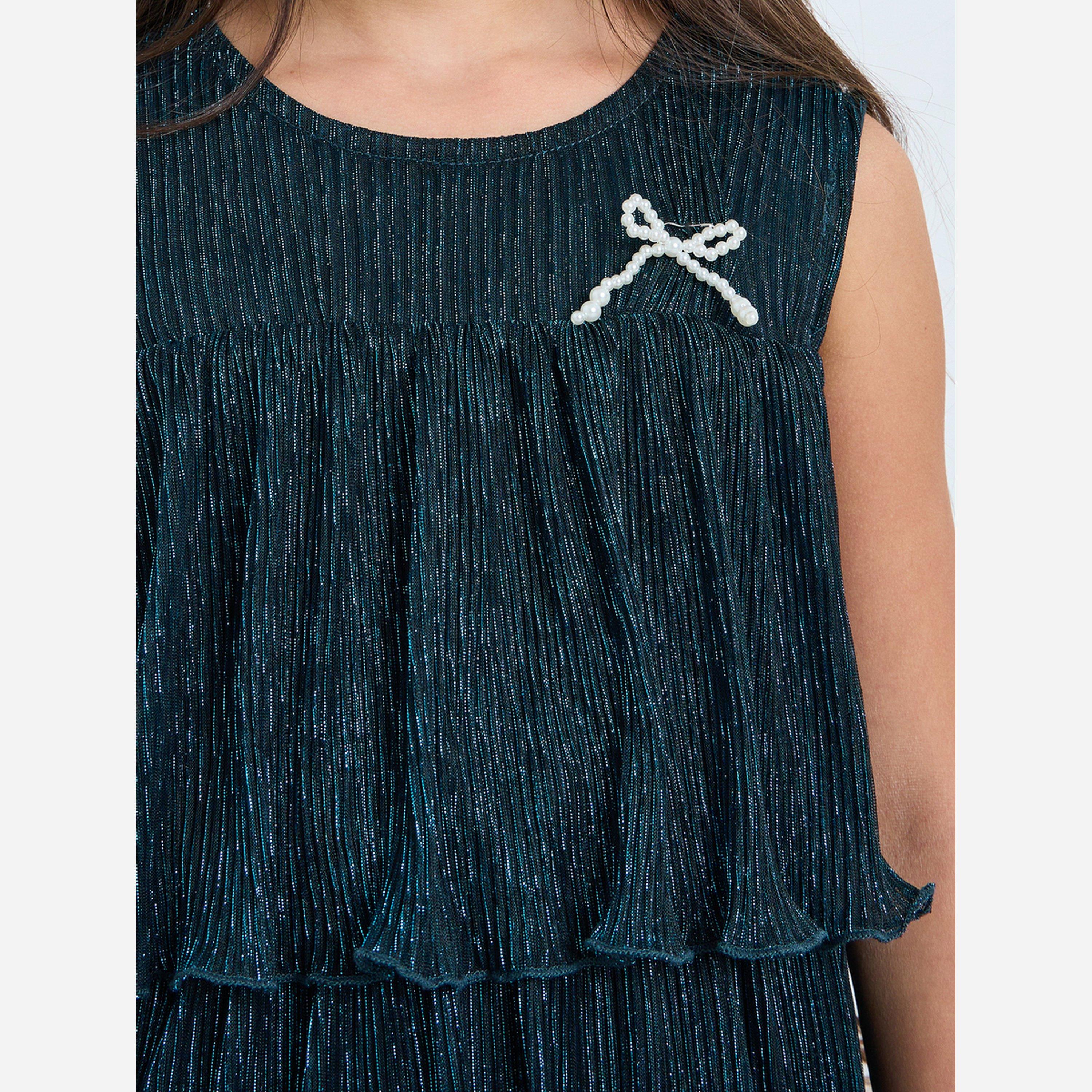 Styli Girls Teal Sleeveless Tiered Dress-girls-clothing-dressesandjumpsuits-image-4
