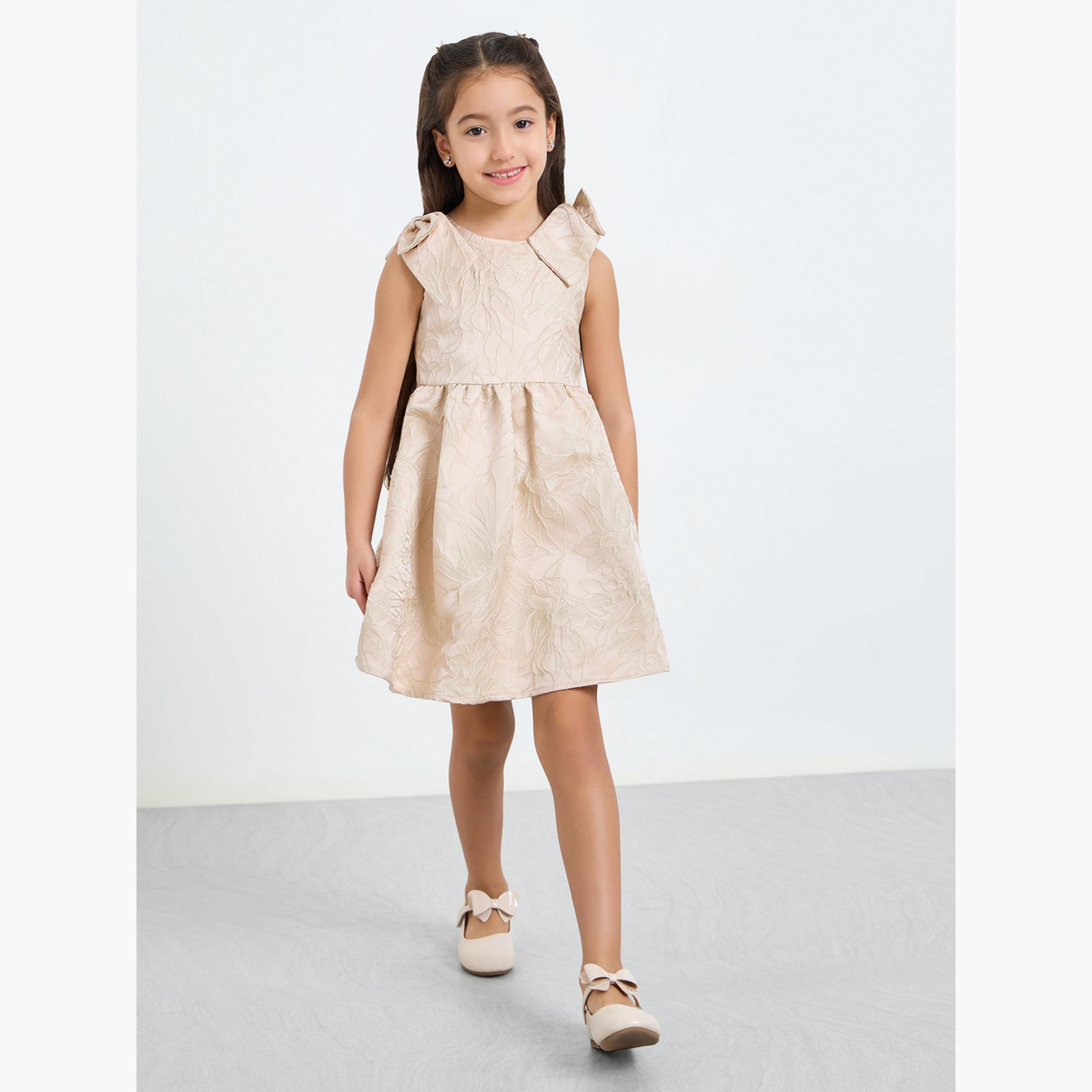 ستايلي - فستان بناتي مزين بفيونكة بيج تصميم A-girls-clothing-dressesandjumpsuits-image-1