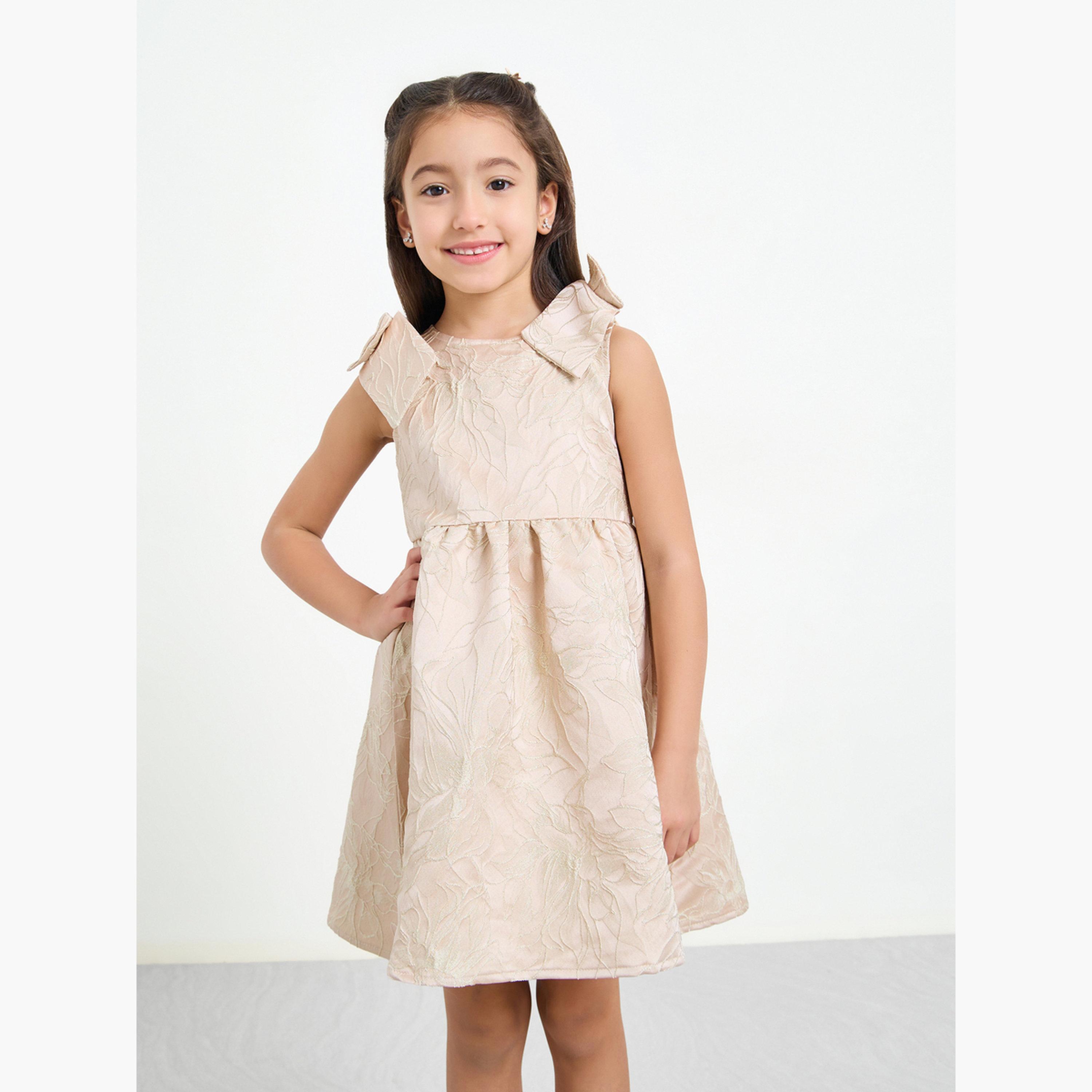 ستايلي - فستان بناتي مزين بفيونكة بيج تصميم A-girls-clothing-dressesandjumpsuits-image-2