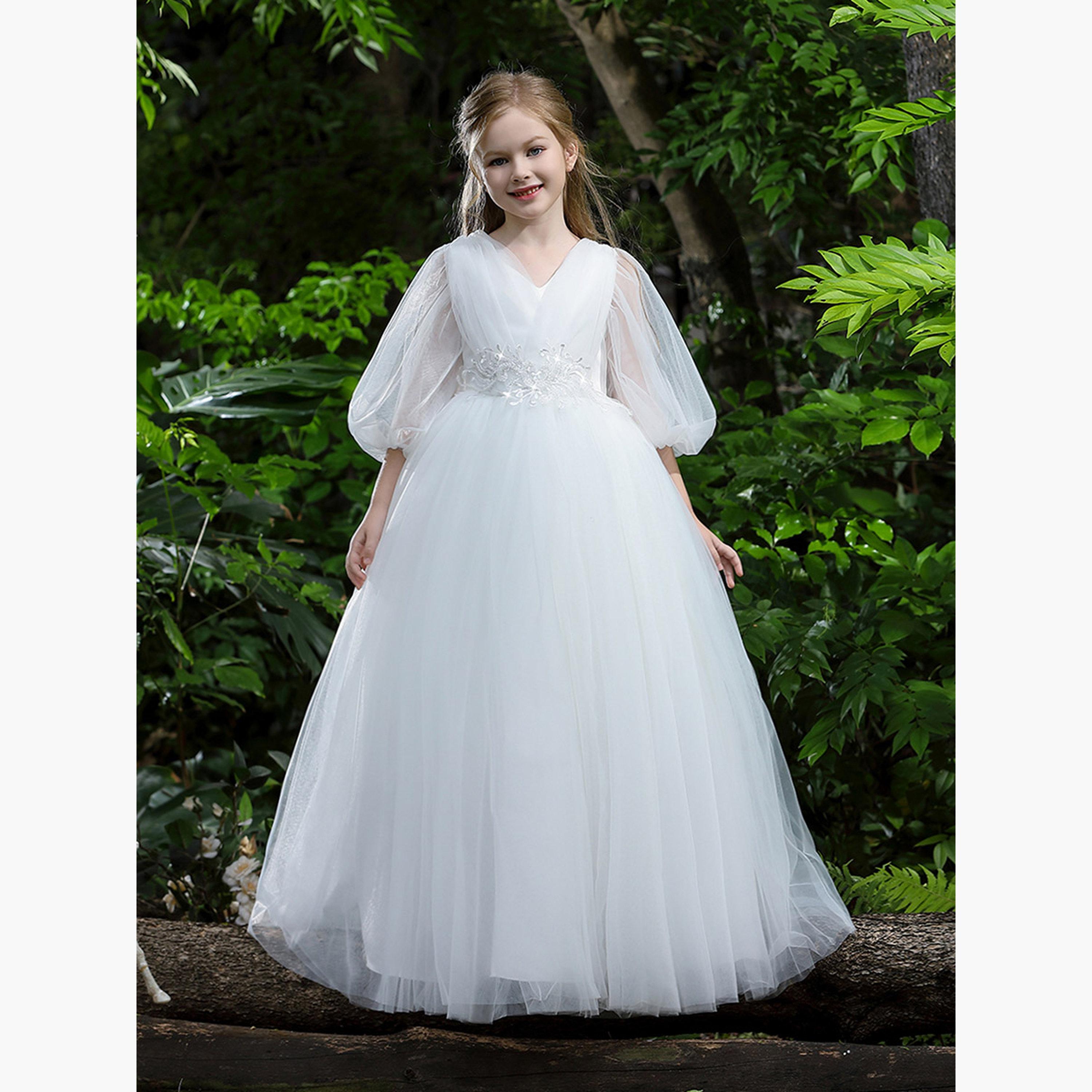 Take Two White Mesh Lace Detail Balloon Sleeve Dress-girls-clothing-dressesandjumpsuits-image-3