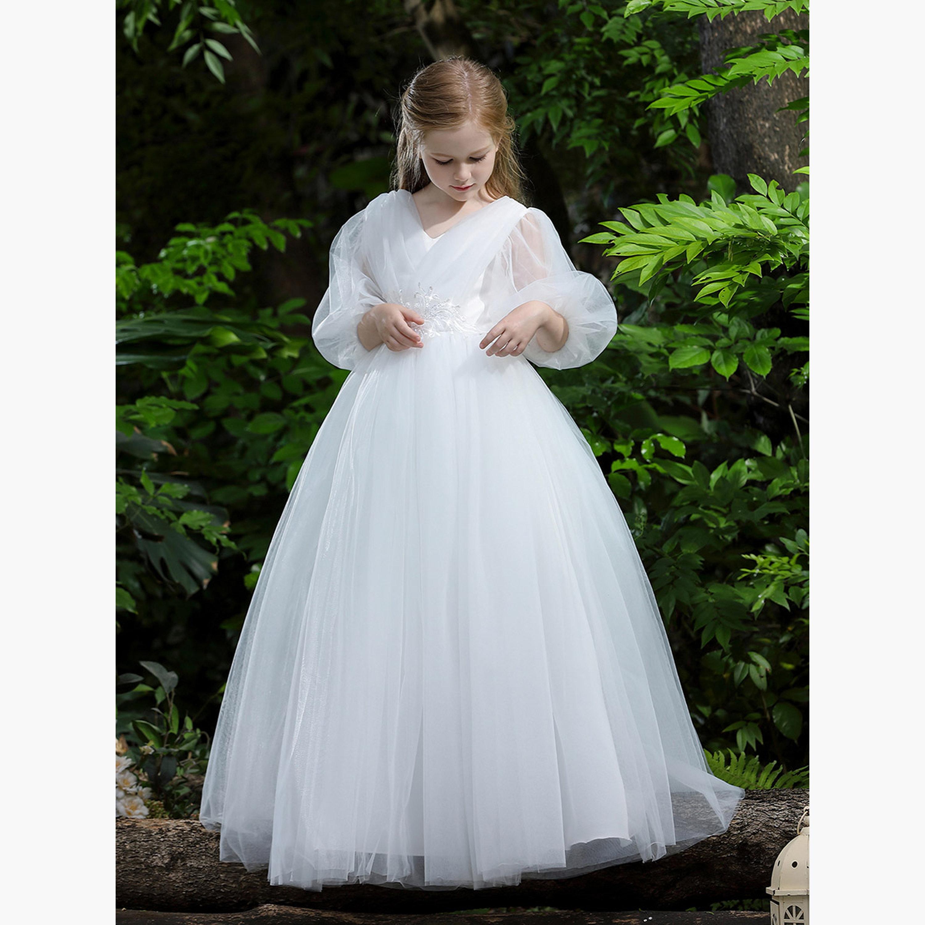 Take Two White Mesh Lace Detail Balloon Sleeve Dress-girls-clothing-dressesandjumpsuits-image-5