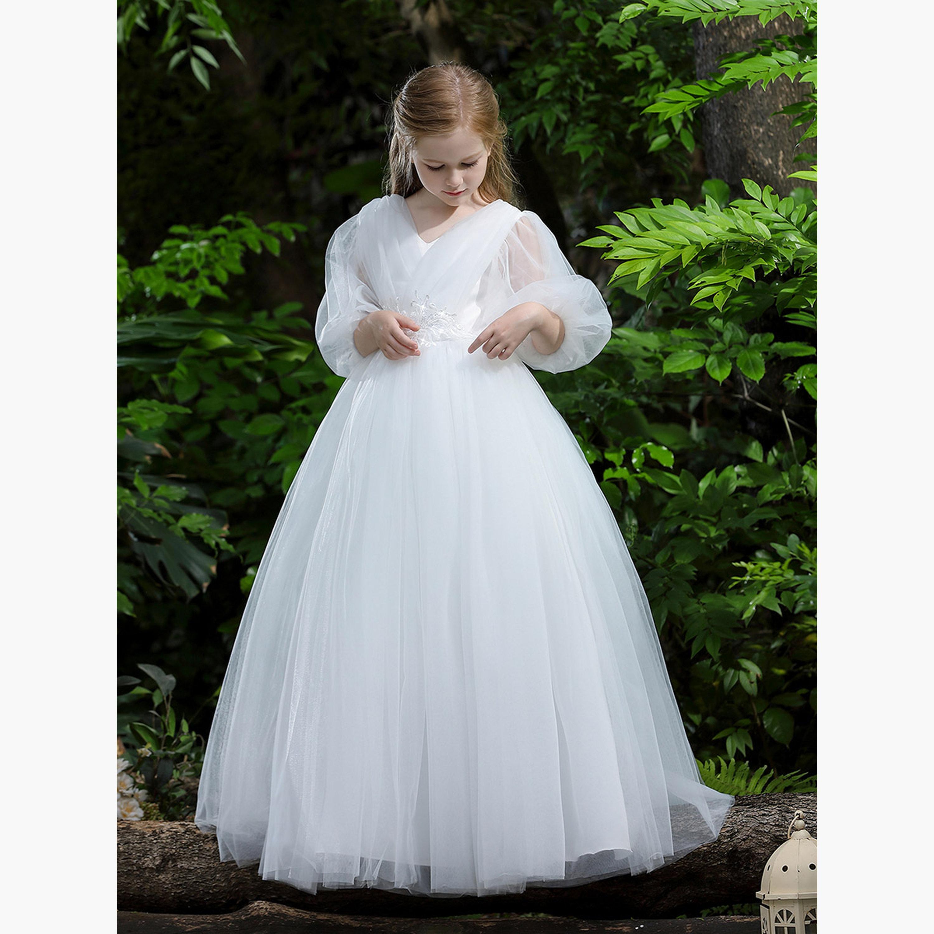 Take Two White Mesh Lace Detail Balloon Sleeve Dress-girls-clothing-dressesandjumpsuits-image-6