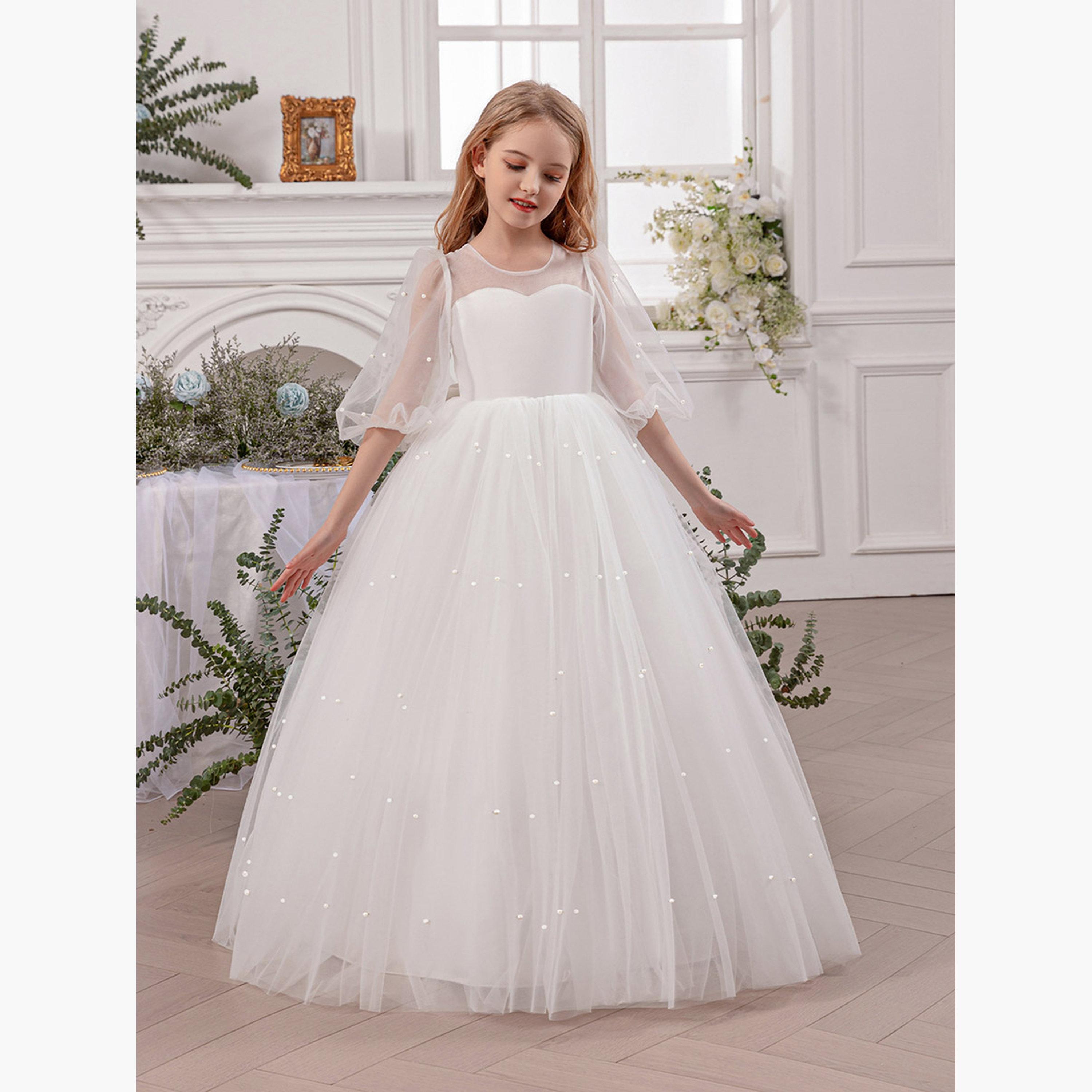 Take Two Faux Pearl Detail Bow Tie Deep V-Back Dress-girls-clothing-dressesandjumpsuits-image-3