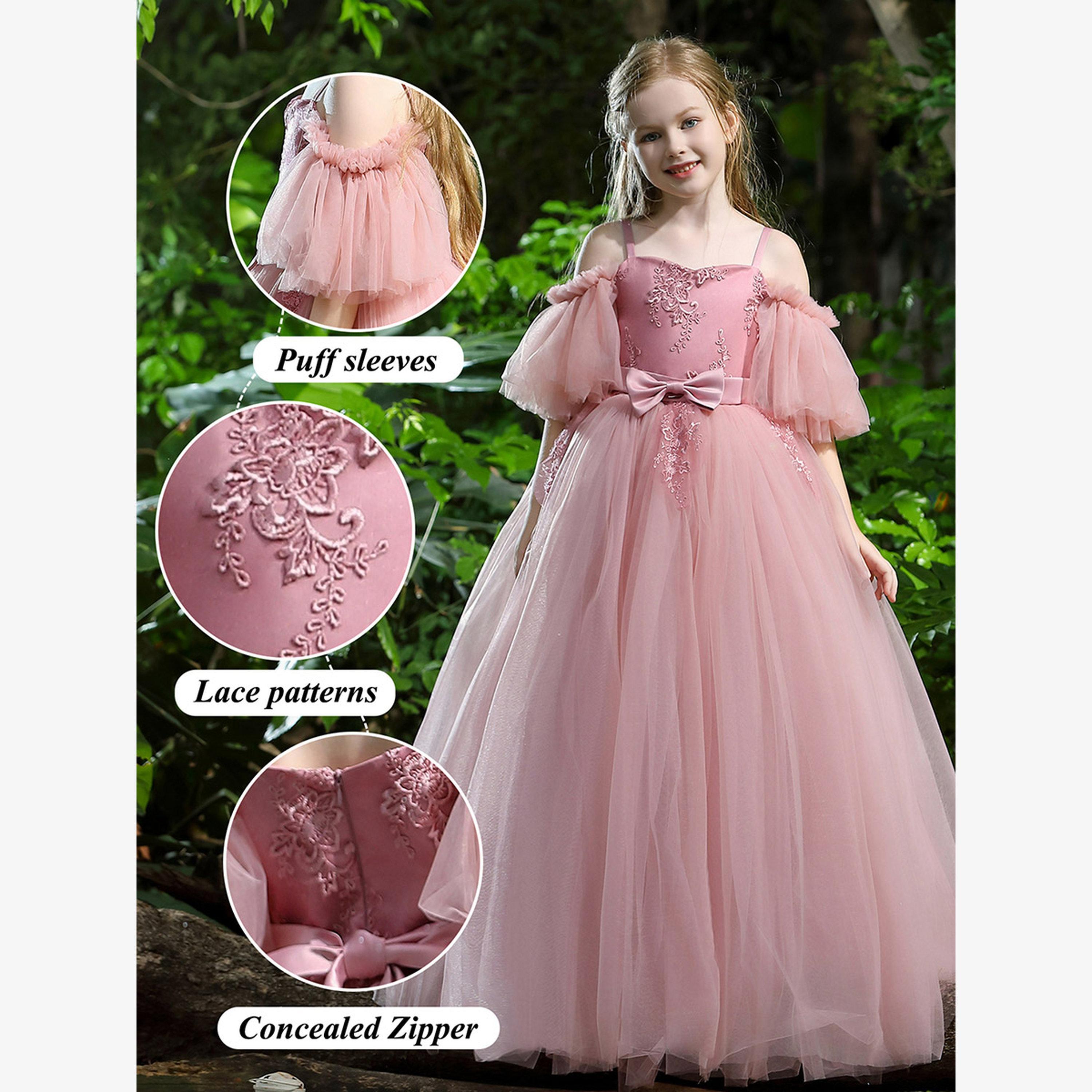فستان ماكسي للحفلات للبنات من تيك تو، مزين بفيونكة من الدانتيل، بفتحة كتف مكشوفة-girls-clothing-dressesandjumpsuits-image-3