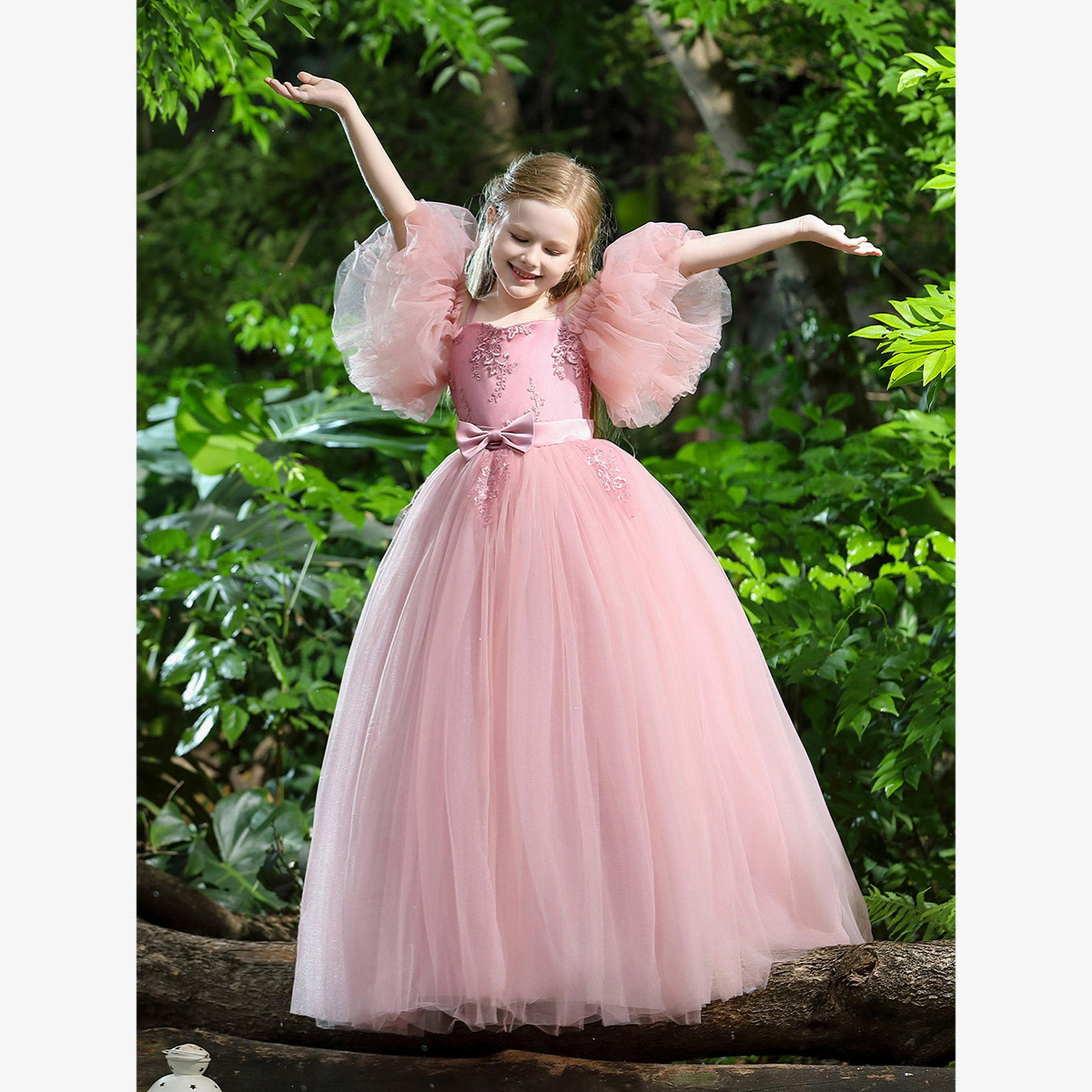 Take Two Girls Solid Lace Detail Bow DÃ©cor Cold Shoulder Princess Party Maxi Dress-girls-clothing-dressesandjumpsuits-image-6