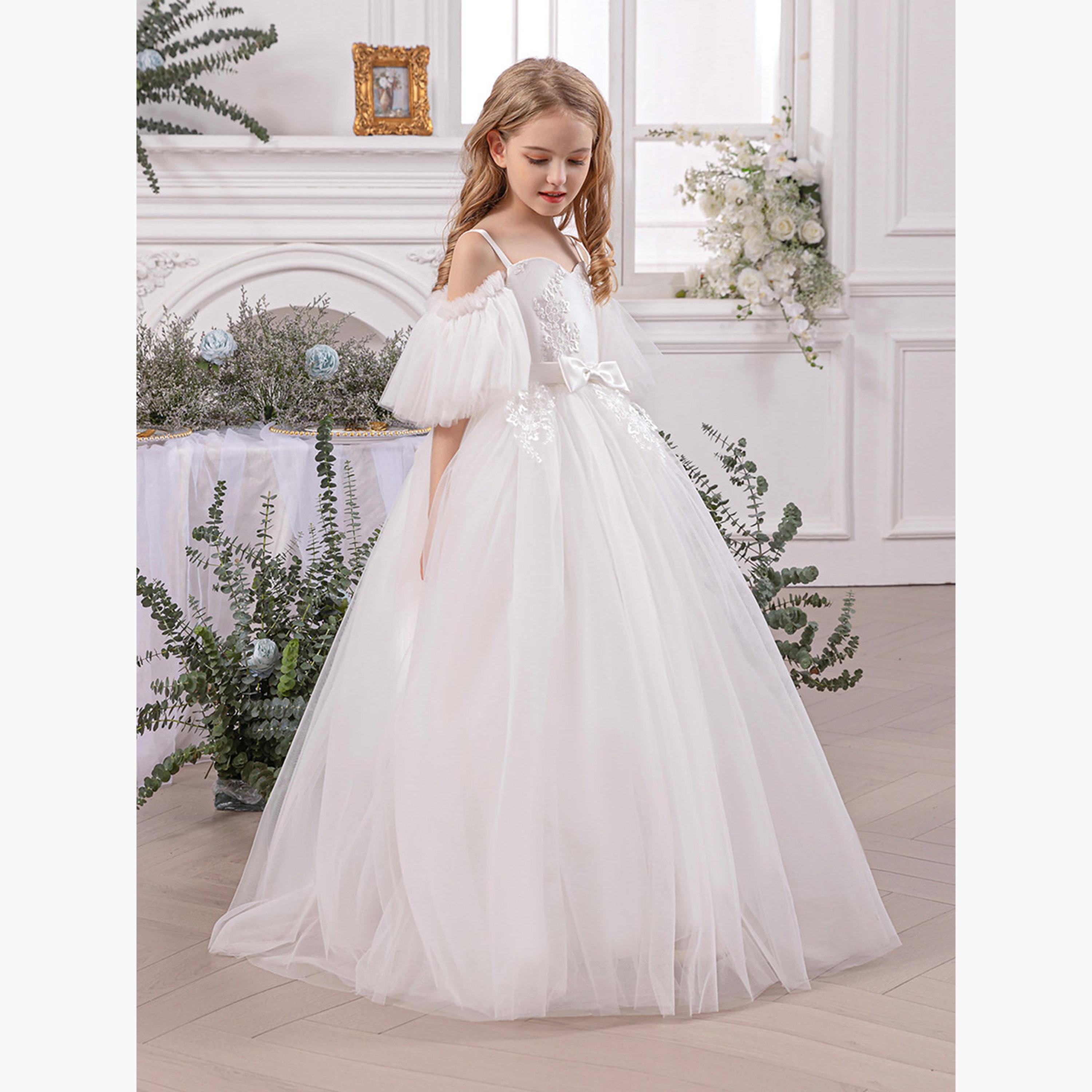 تيك تو - فستان أبيض مع فيونكة ودانتيل-girls-clothing-dressesandjumpsuits-image-5