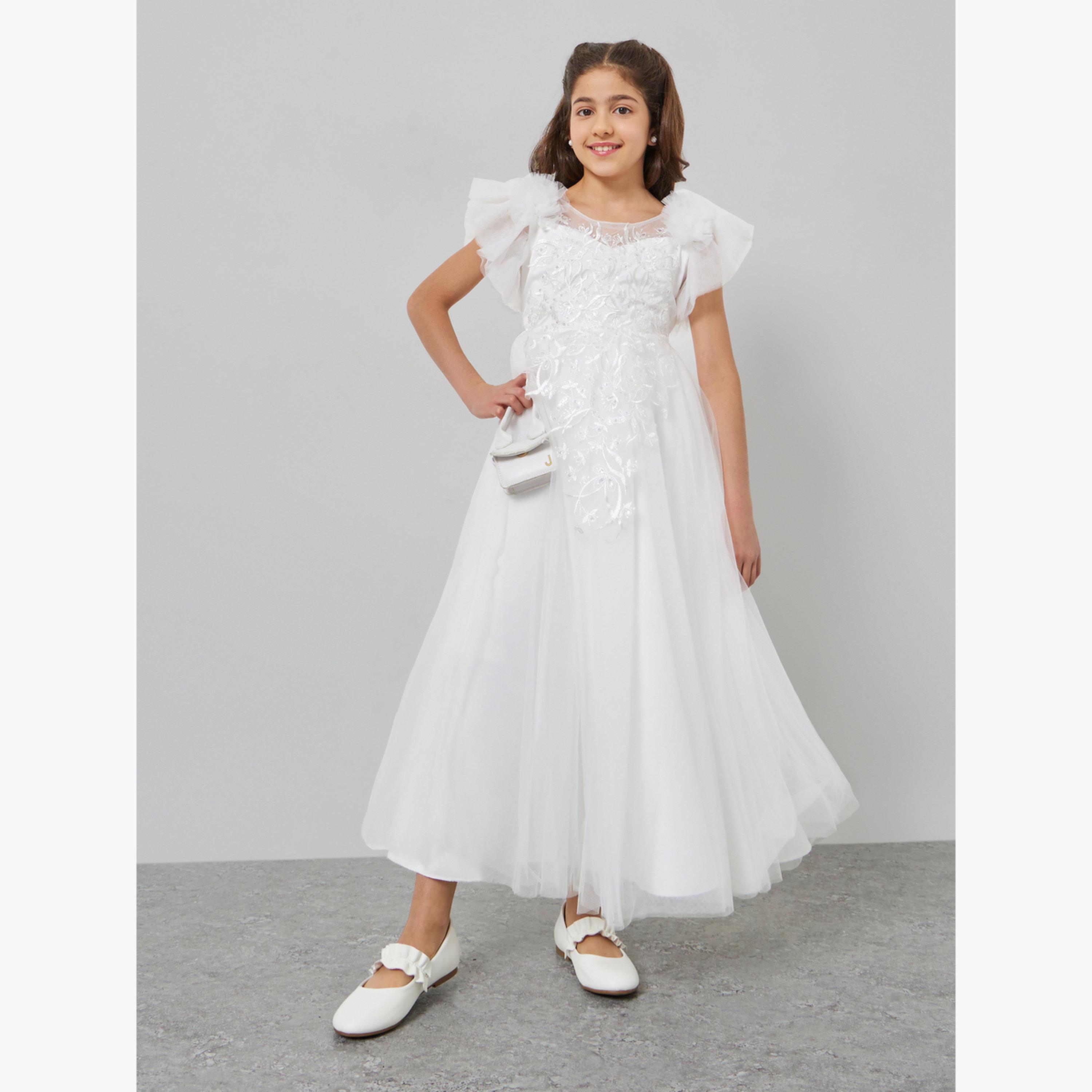 تيك تو - فستان بناتي بأكمام مشبكة من الدانتيل-girls-clothing-dressesandjumpsuits-image-1