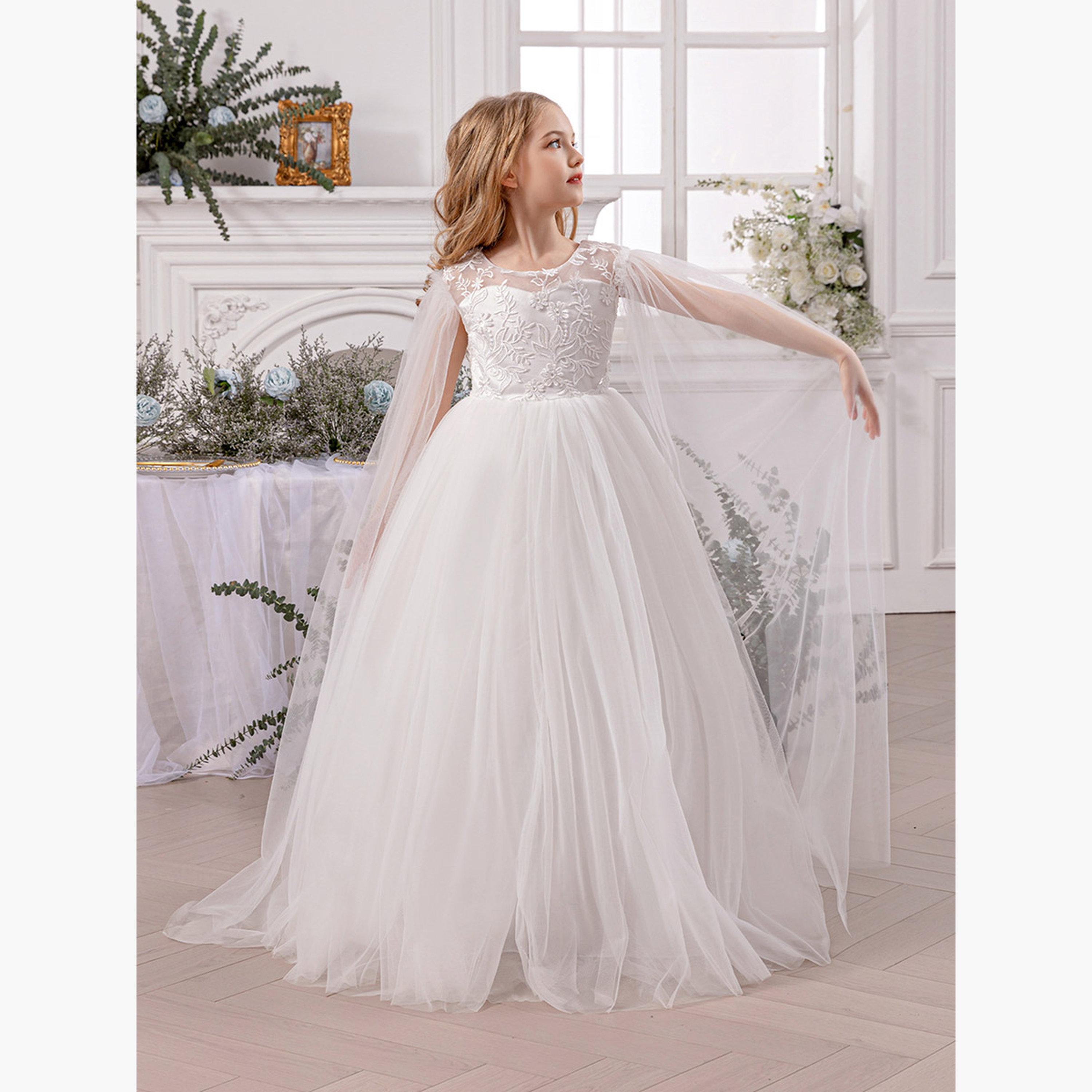 Take Two Lace Insert Bow Detail Cape Sleeve Dress-girls-clothing-dressesandjumpsuits-image-3
