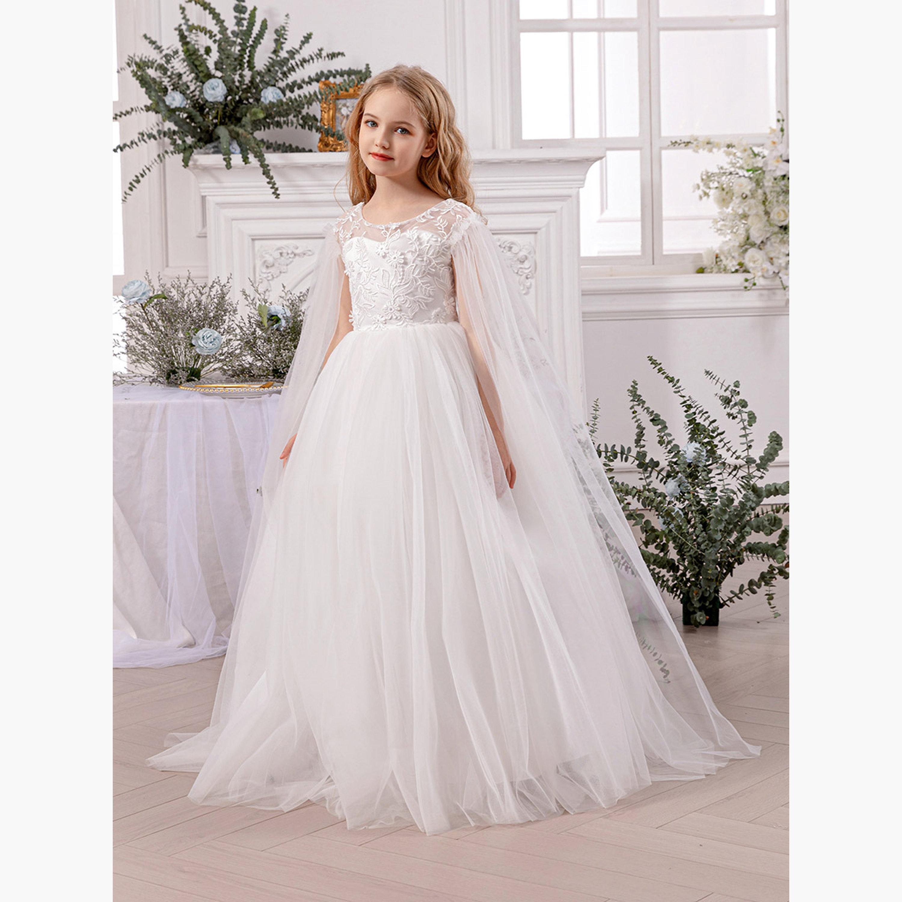 Take Two Lace Insert Bow Detail Cape Sleeve Dress-girls-clothing-dressesandjumpsuits-image-4