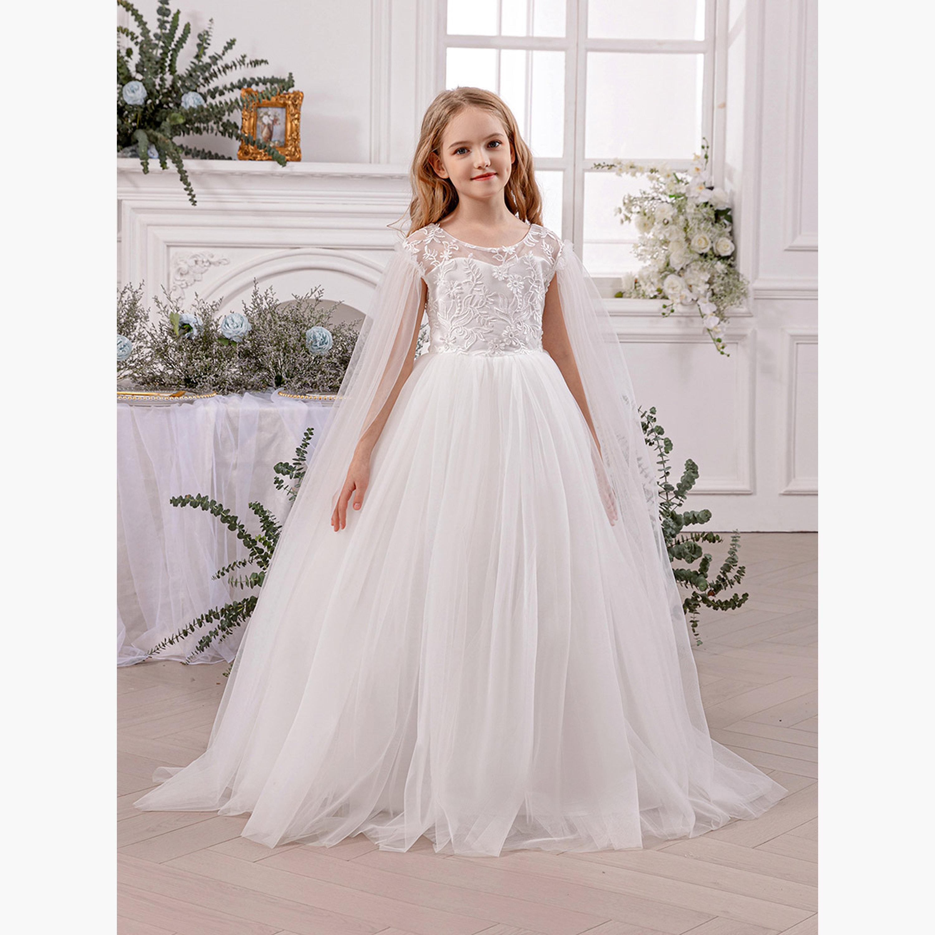 Take Two Lace Insert Bow Detail Cape Sleeve Dress-girls-clothing-dressesandjumpsuits-image-6