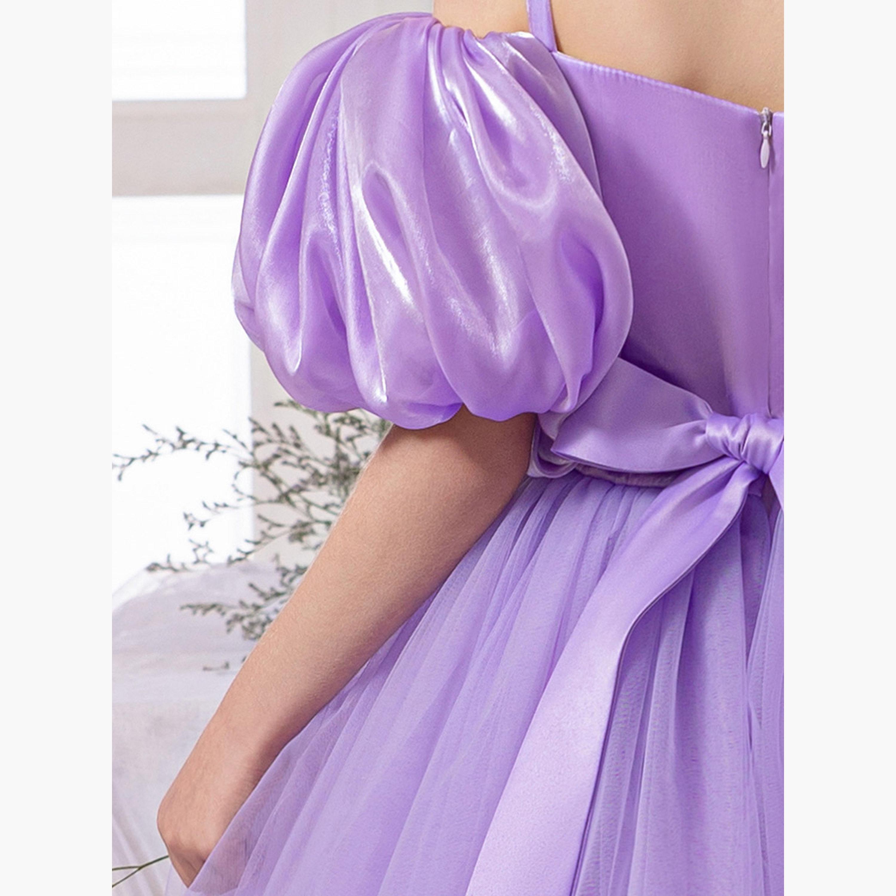 تيك تو - فستان بأكمام منتفخة وكتف مكشوف وتفاصيل فيونكة-girls-clothing-dressesandjumpsuits-image-6