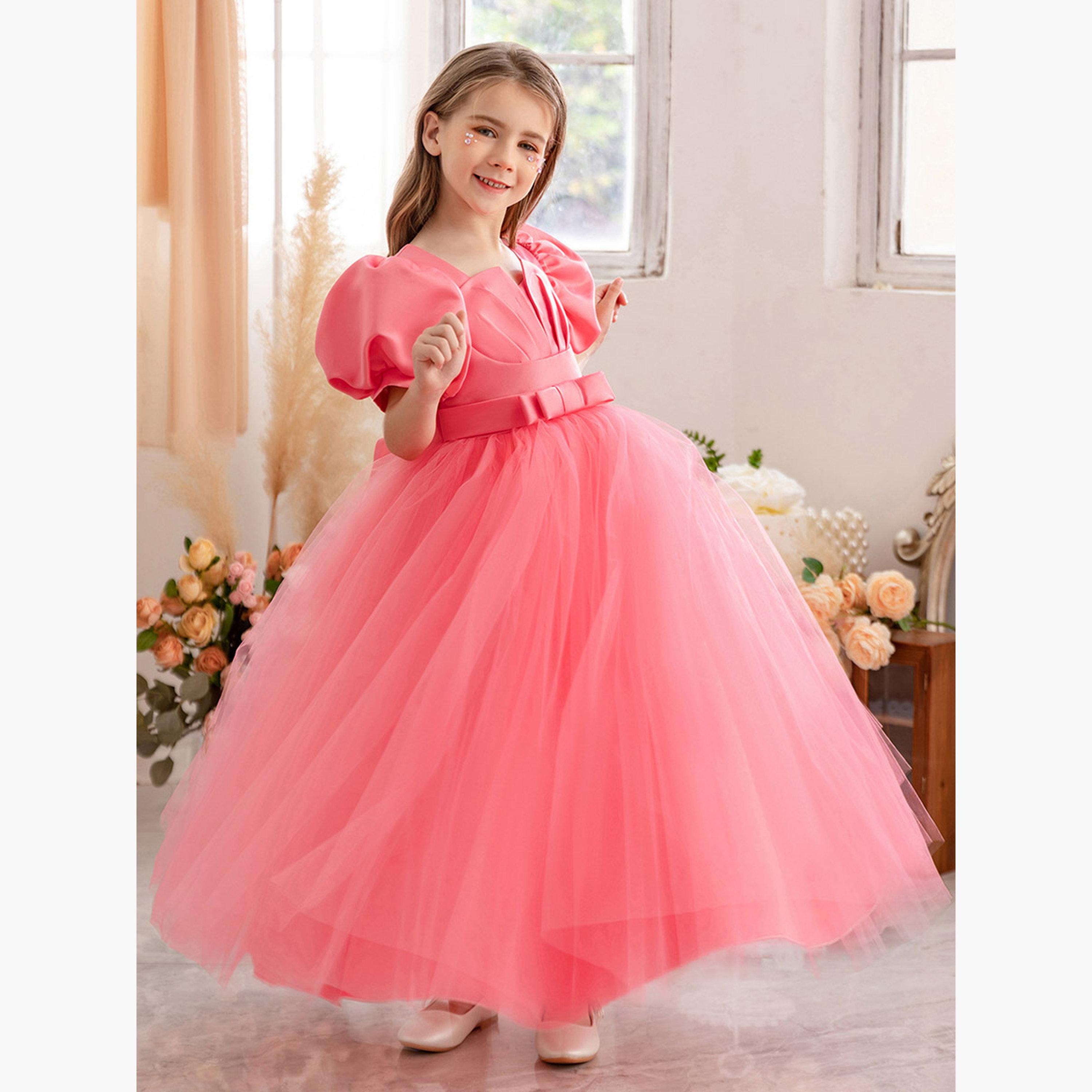 Take Two Mesh Insert Bow Detail Pleated Dress-girls-clothing-dressesandjumpsuits-image-4