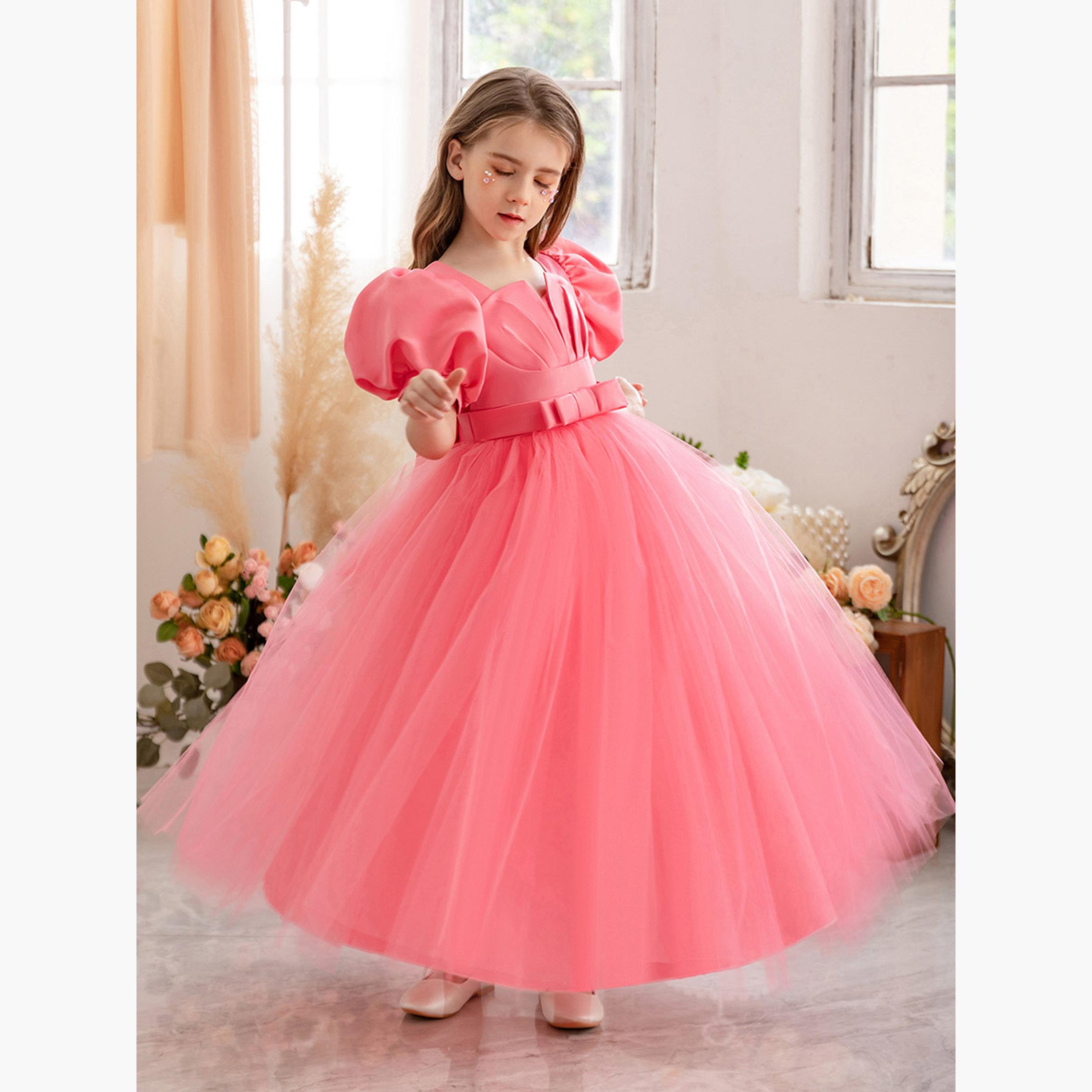 Take Two Mesh Insert Bow Detail Pleated Dress-girls-clothing-dressesandjumpsuits-image-5