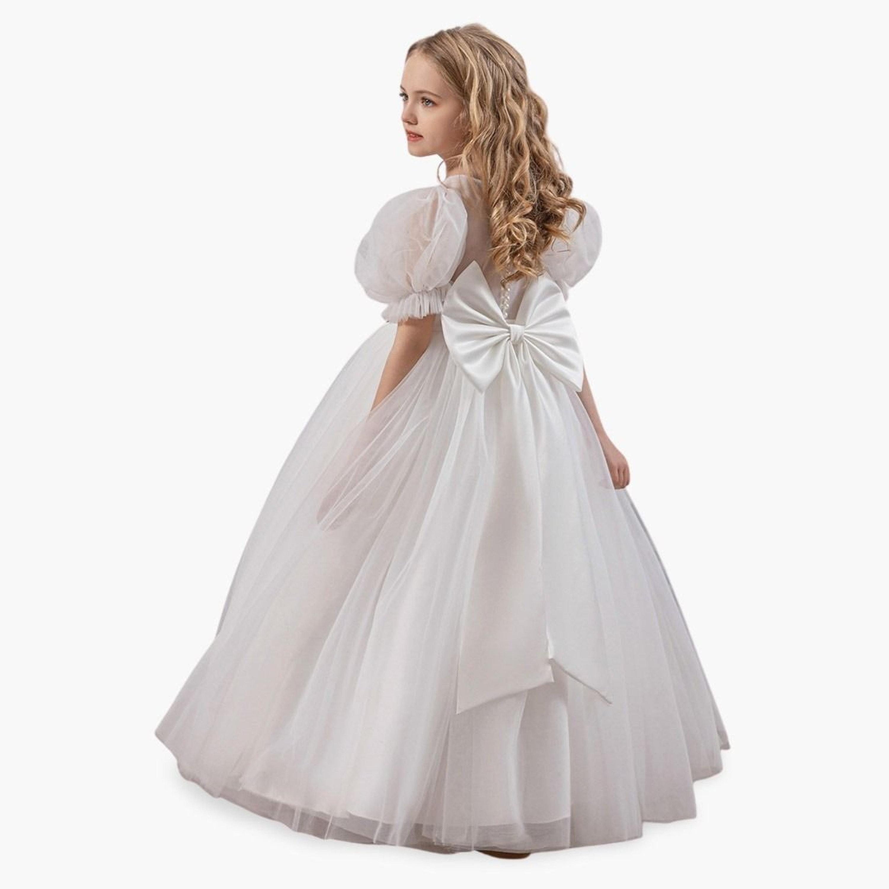 Take Two Mesh Bow Detail Puff Sleeve Dress-girls-clothing-dressesandjumpsuits-image-1