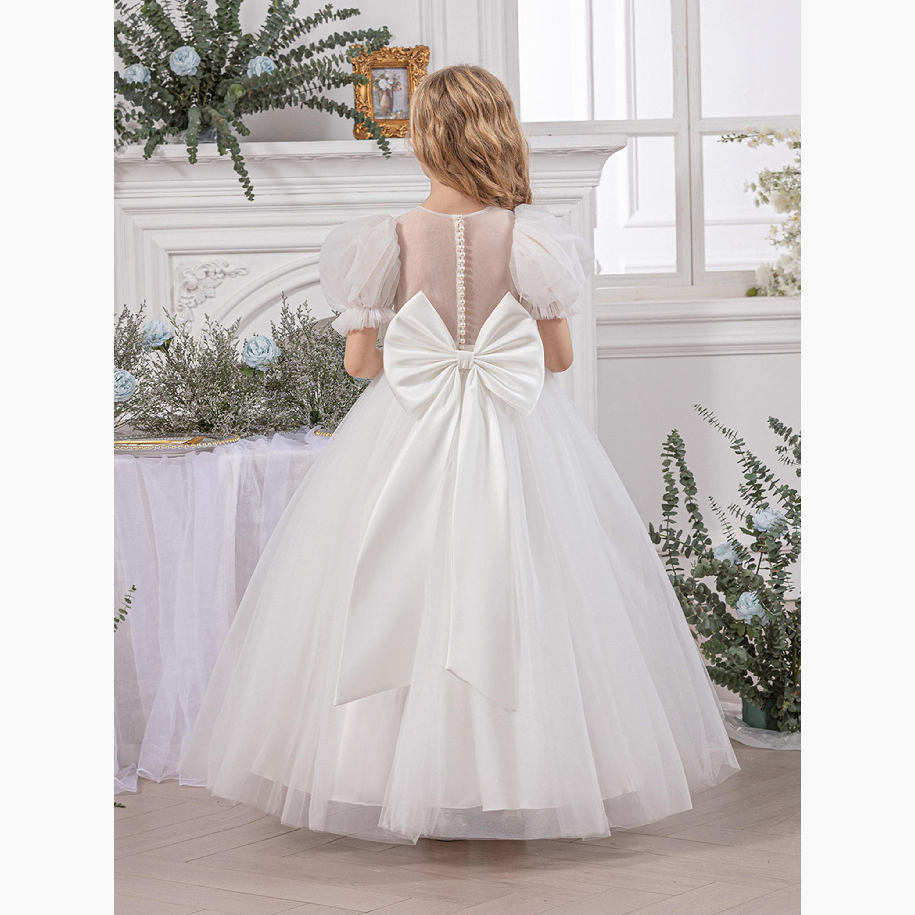 Take Two Mesh Bow Detail Puff Sleeve Dress-girls-clothing-dressesandjumpsuits-image-4