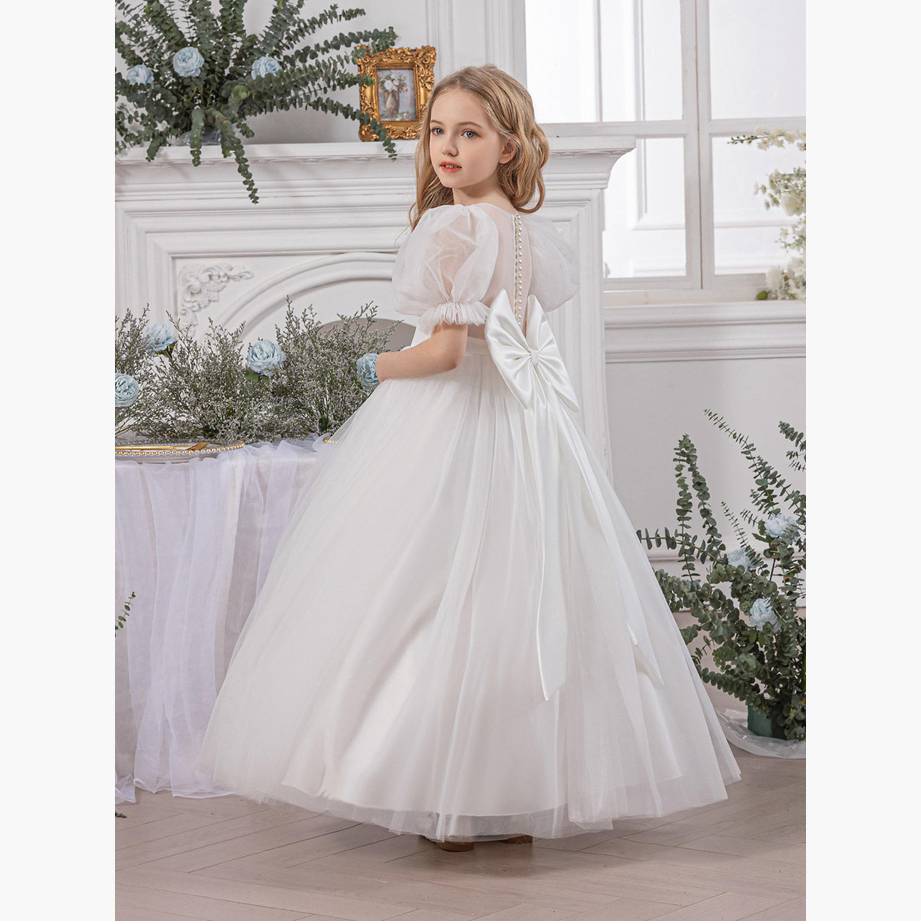 Take Two Mesh Bow Detail Puff Sleeve Dress-girls-clothing-dressesandjumpsuits-image-5