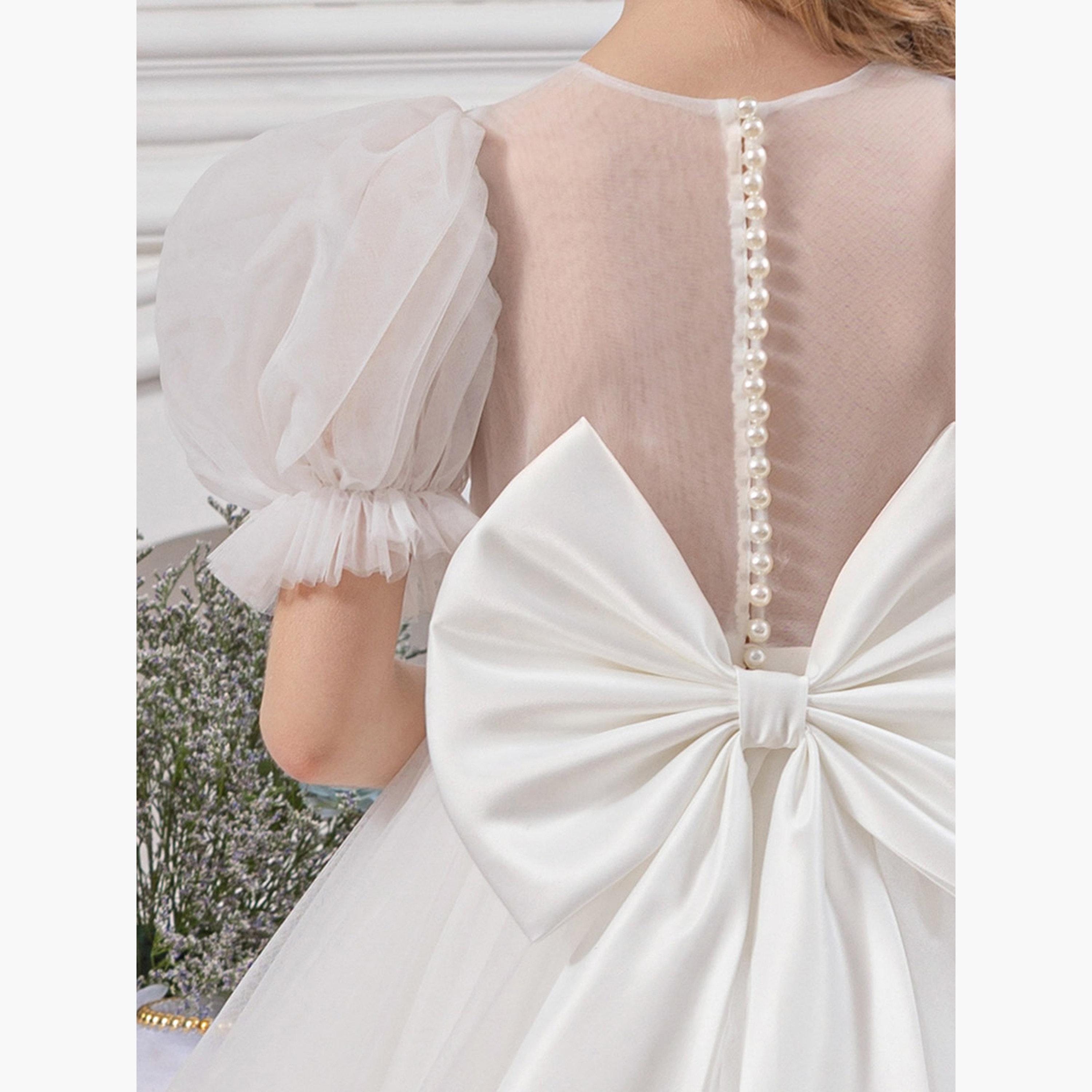 Take Two Mesh Bow Detail Puff Sleeve Dress-girls-clothing-dressesandjumpsuits-image-6