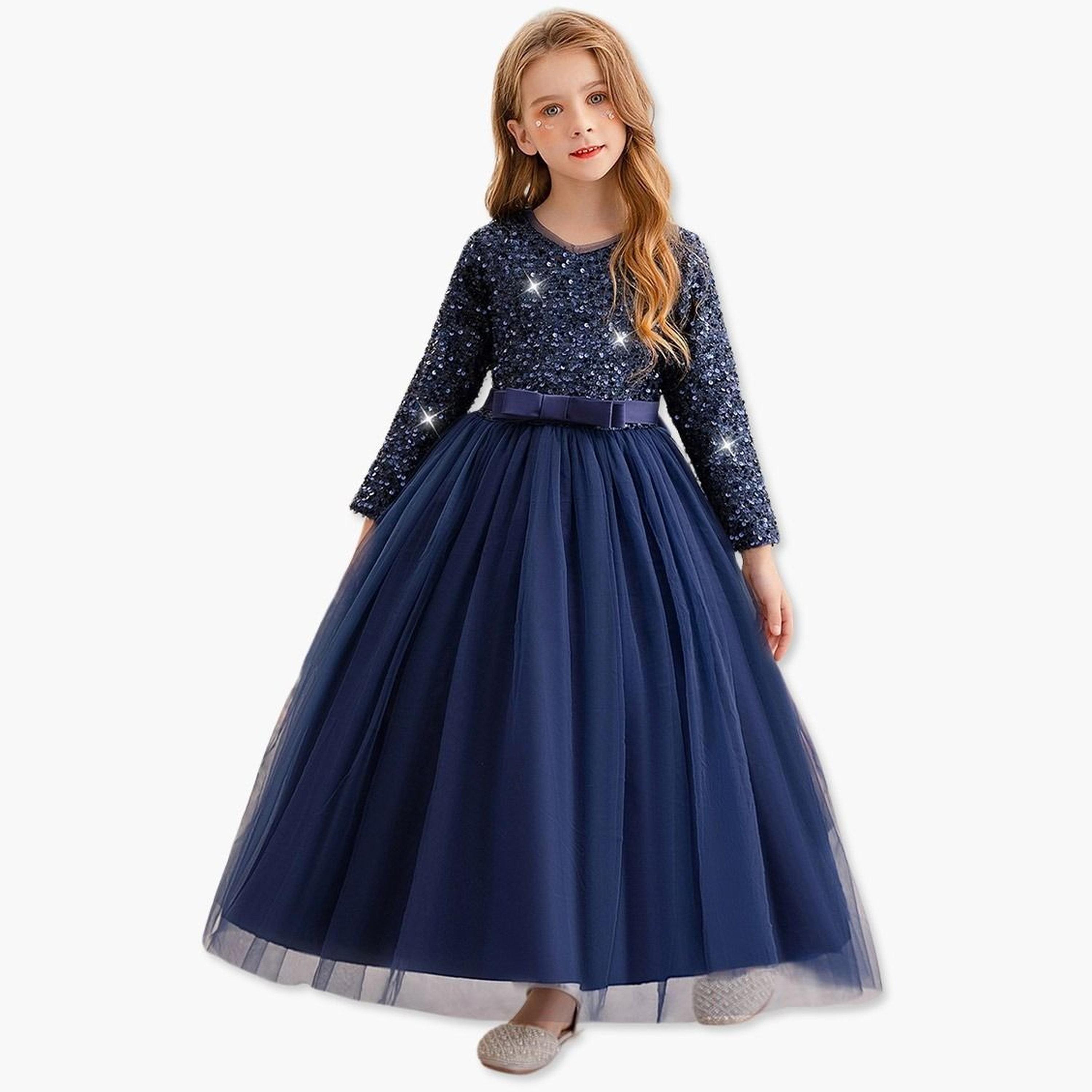 Take Two Navy Blue Embellished Bow Detail Dress-girls-clothing-dressesandjumpsuits-image-1
