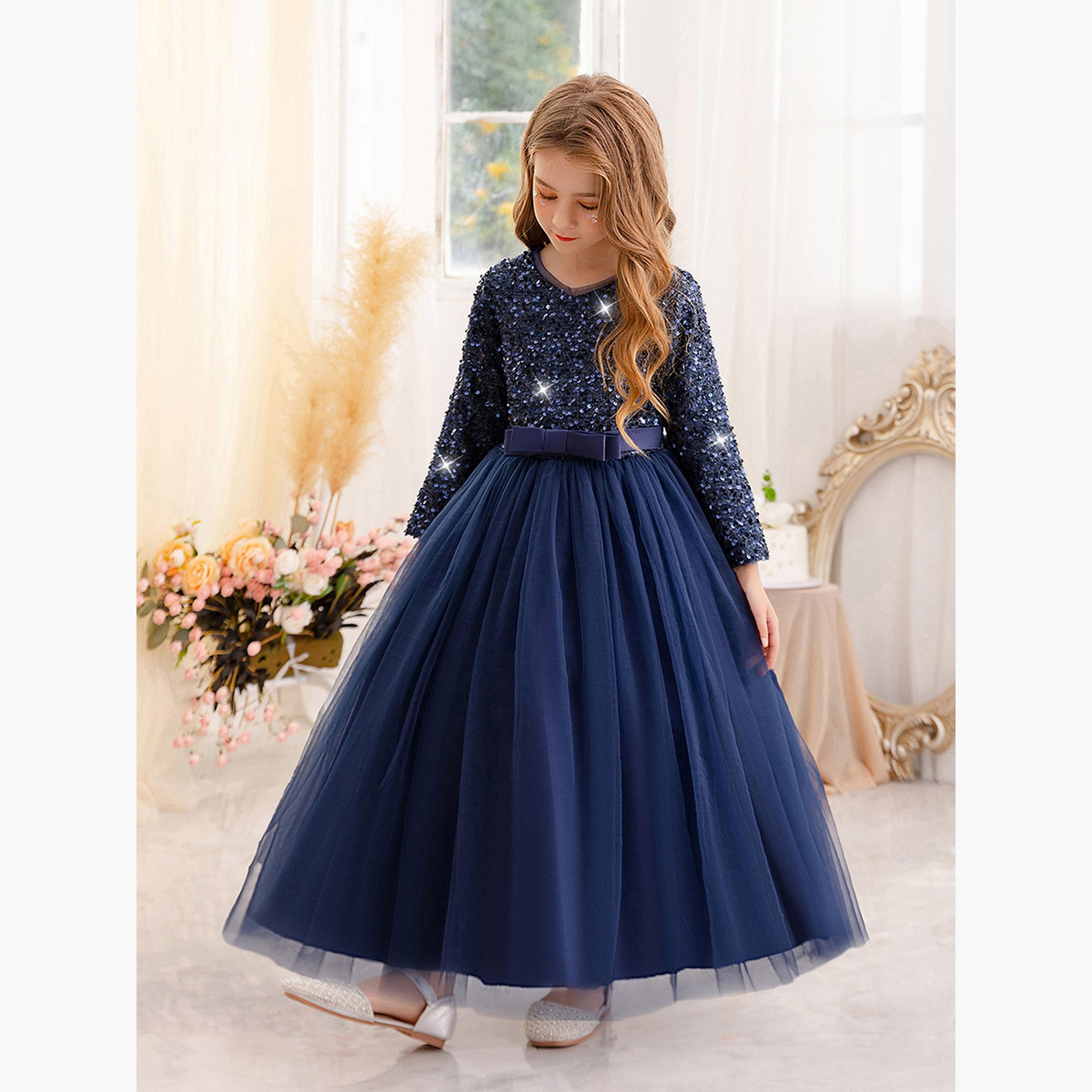 تيك تو - فستان أزرق داكن مزين بفيونكة-girls-clothing-dressesandjumpsuits-image-2