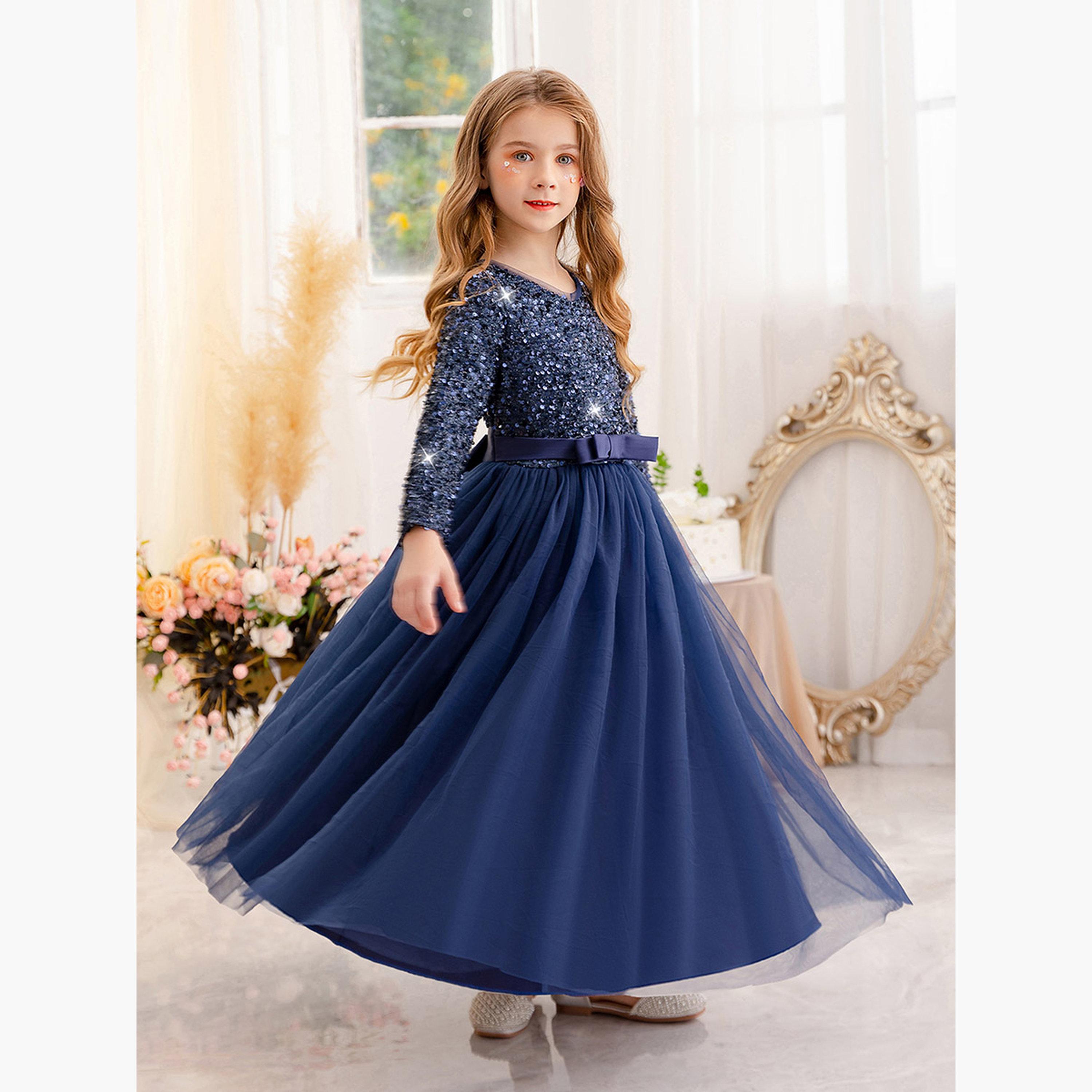 تيك تو - فستان أزرق داكن مزين بفيونكة-girls-clothing-dressesandjumpsuits-image-4