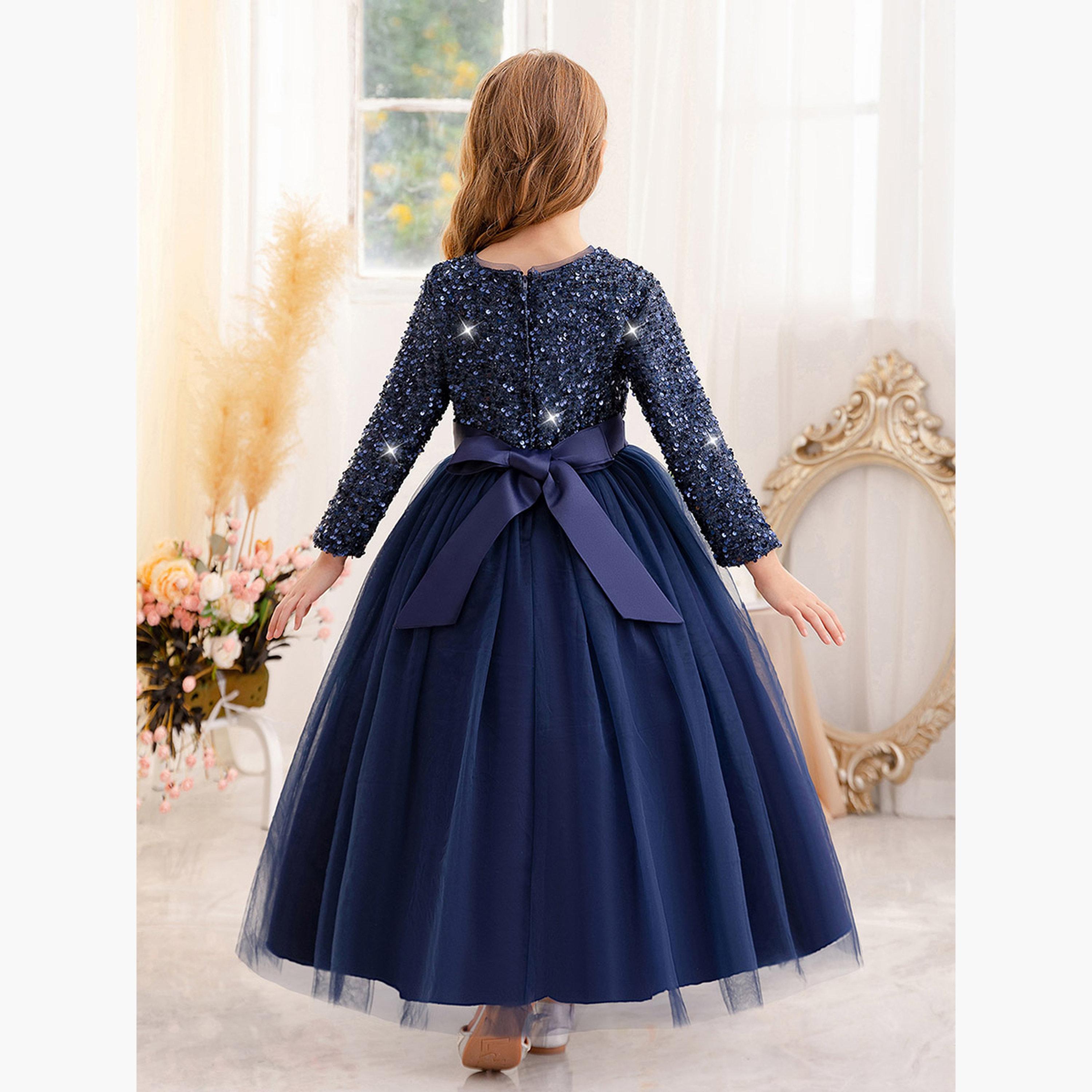 Take Two Navy Blue Embellished Bow Detail Dress-girls-clothing-dressesandjumpsuits-image-5