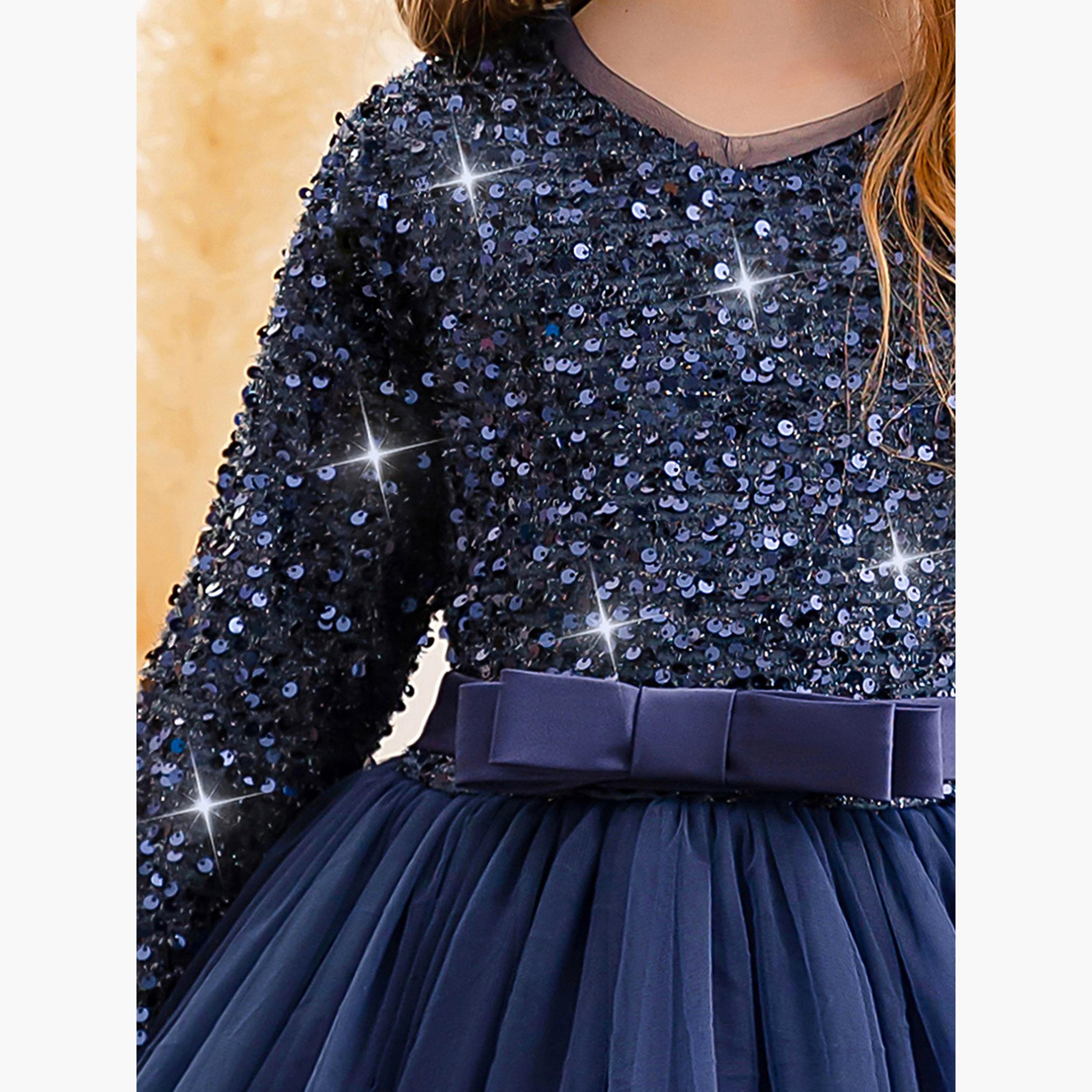 Take Two Navy Blue Embellished Bow Detail Dress-girls-clothing-dressesandjumpsuits-image-6