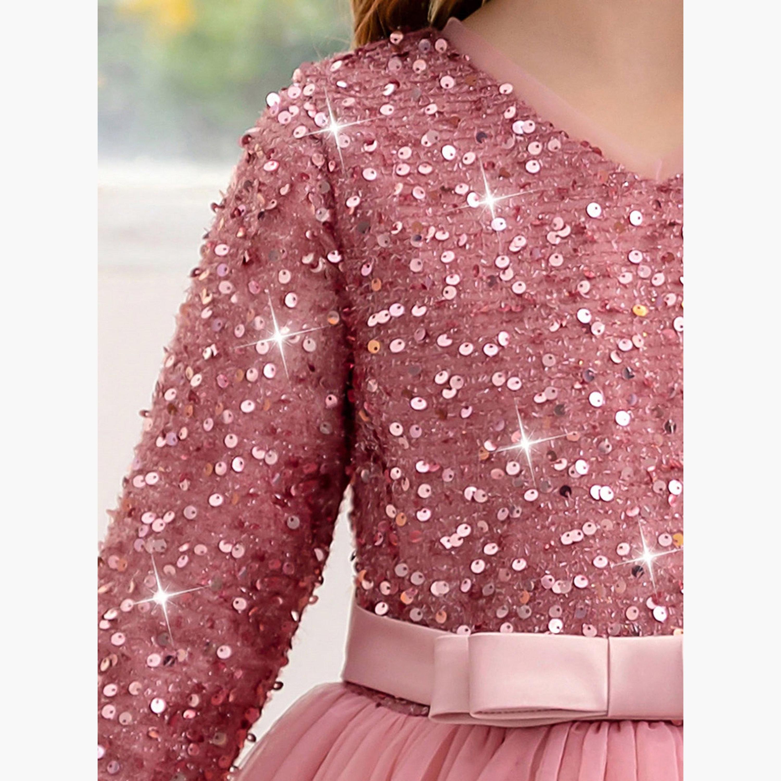 Take Two Girls Embellished Sequined Bow Maxi Dress-girls-clothing-dressesandjumpsuits-image-5