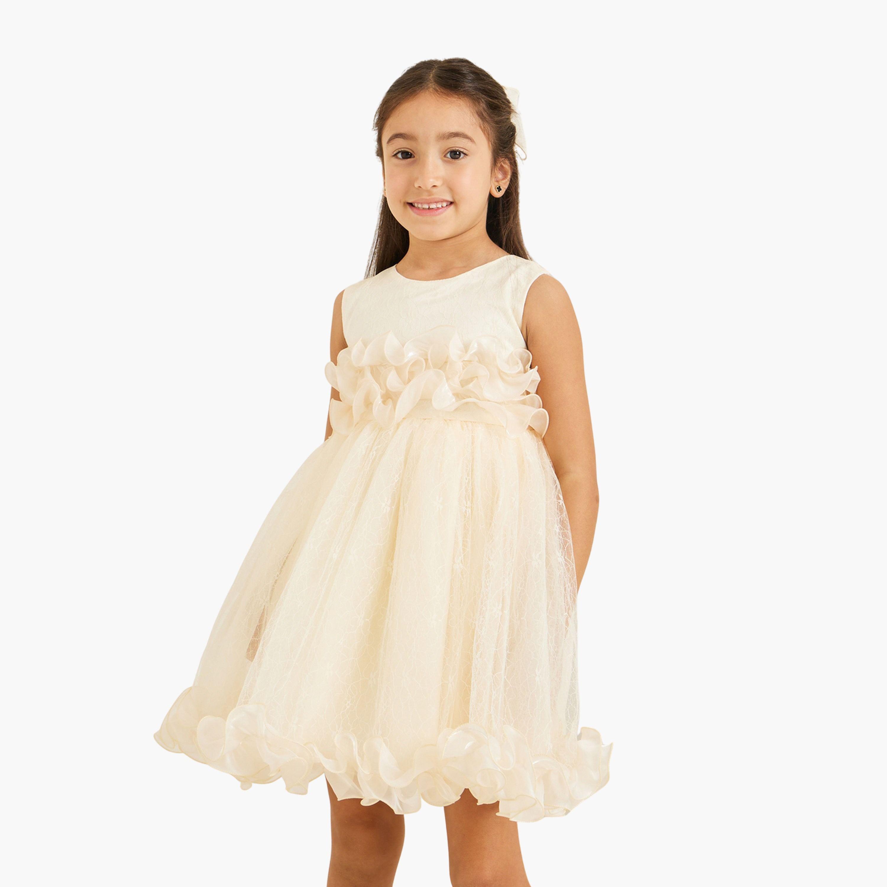 فستان حفلات شبك بكشكش للبنات-girls-clothing-dressesandjumpsuits-image-1