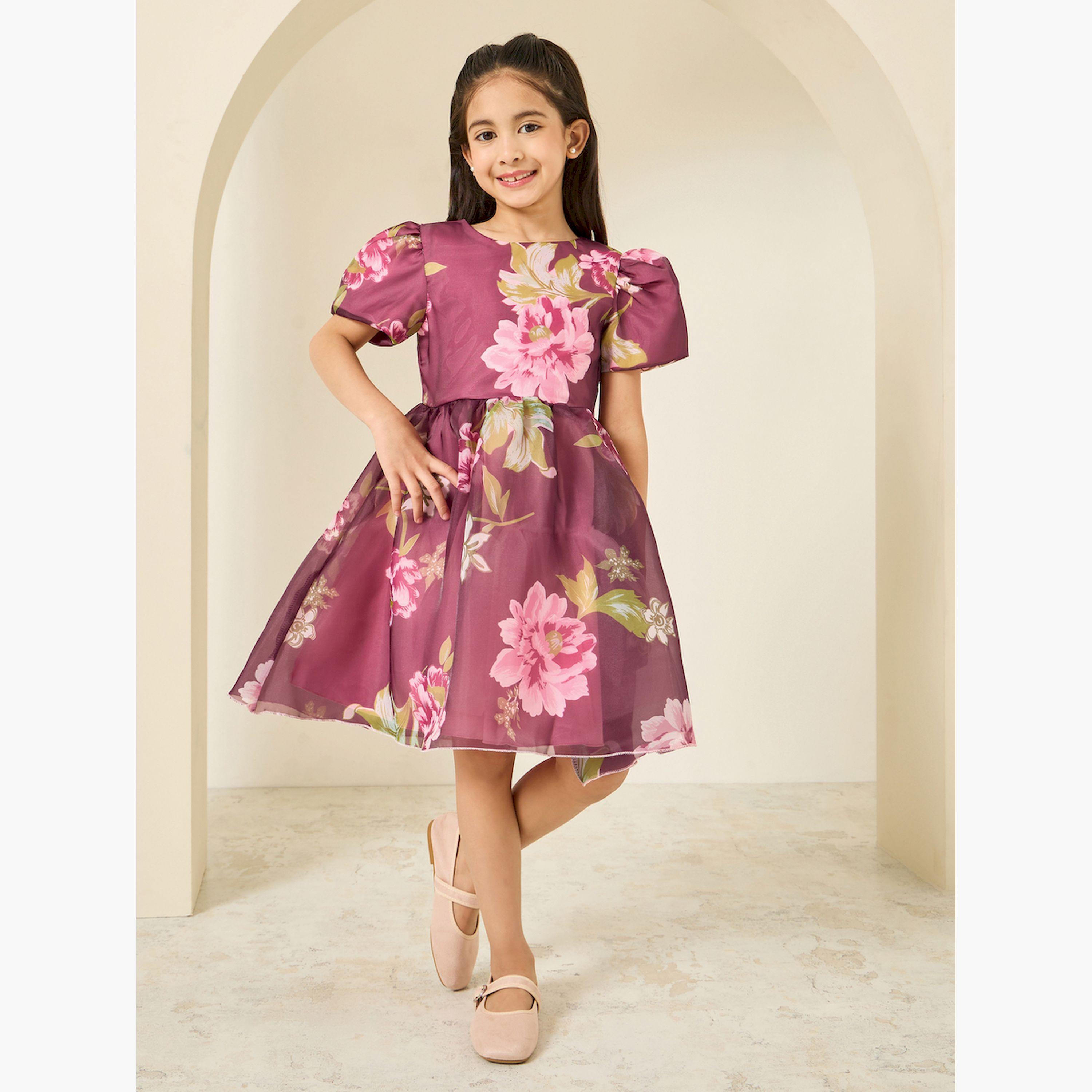 فستان أورجانزا بنقشة زهور-girls-clothing-dressesandjumpsuits-image-2