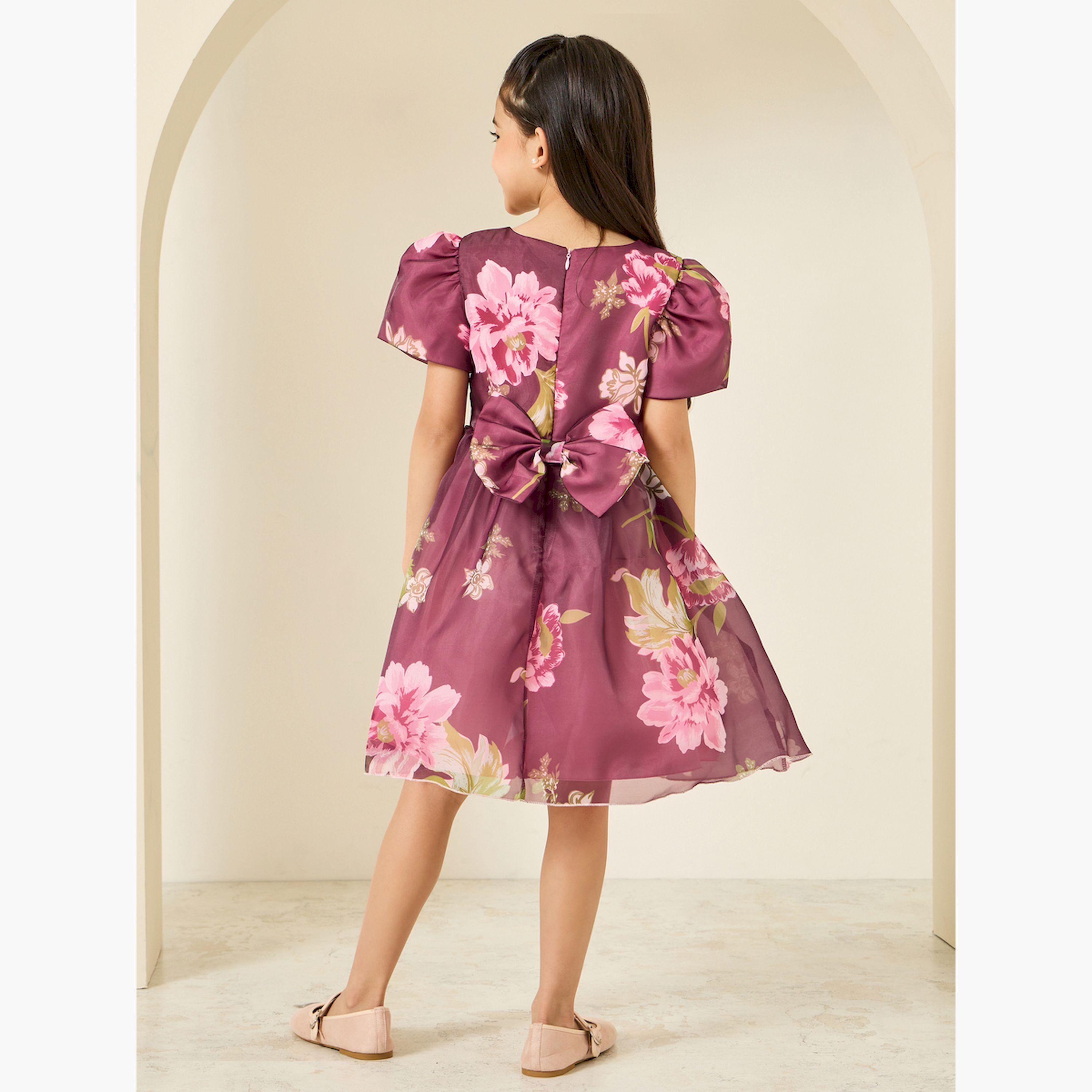فستان أورجانزا بنقشة زهور-girls-clothing-dressesandjumpsuits-image-3