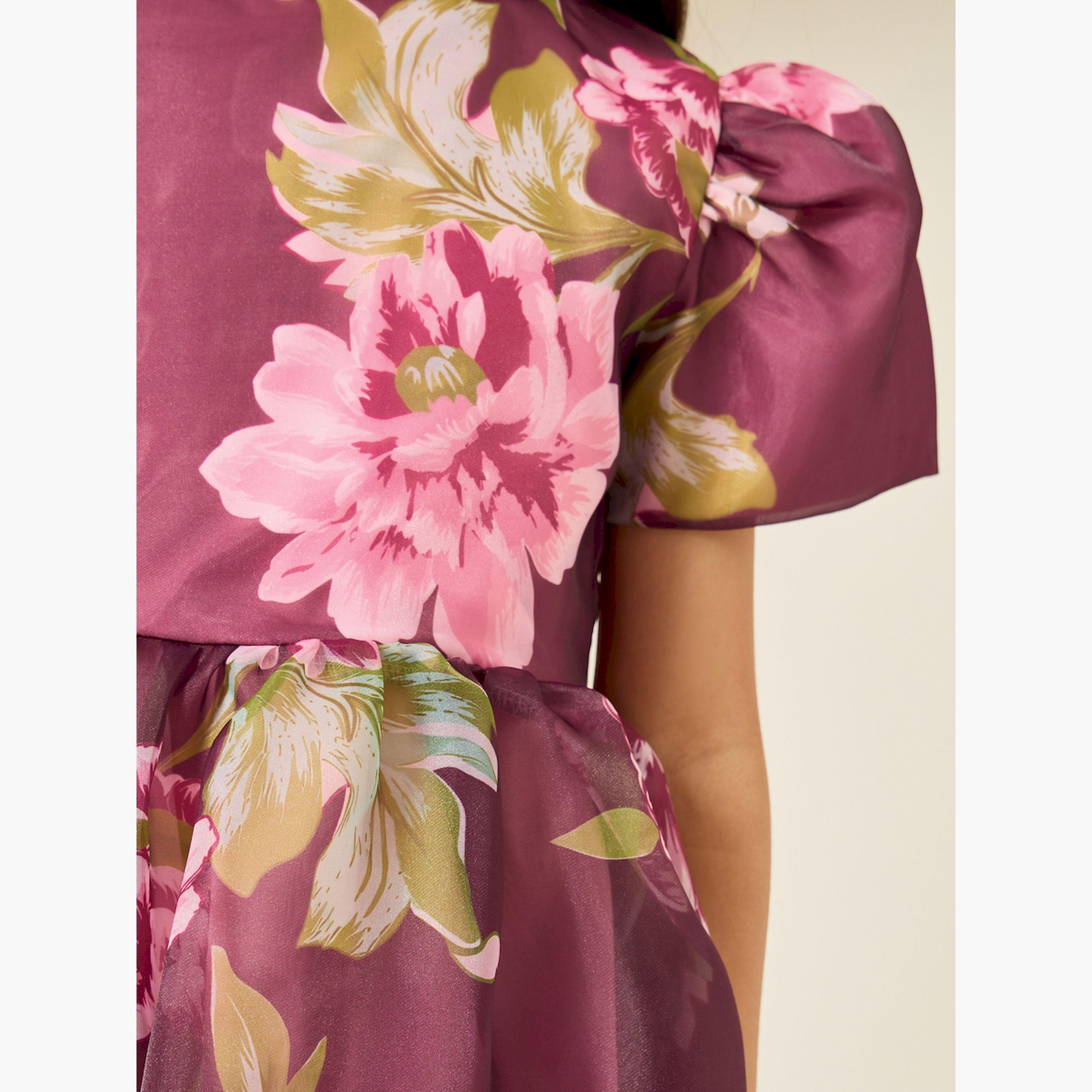 فستان أورجانزا بنقشة زهور-girls-clothing-dressesandjumpsuits-image-4