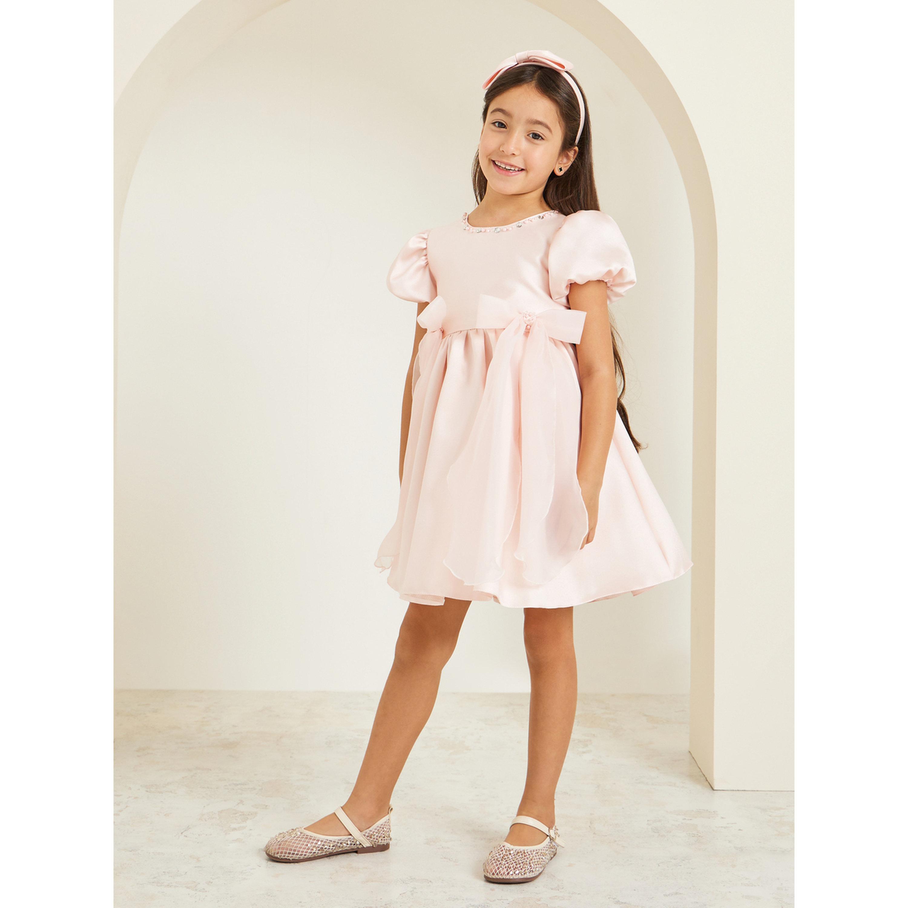 فستان منمق بأكمام منفوخة-girls-clothing-dressesandjumpsuits-image-2