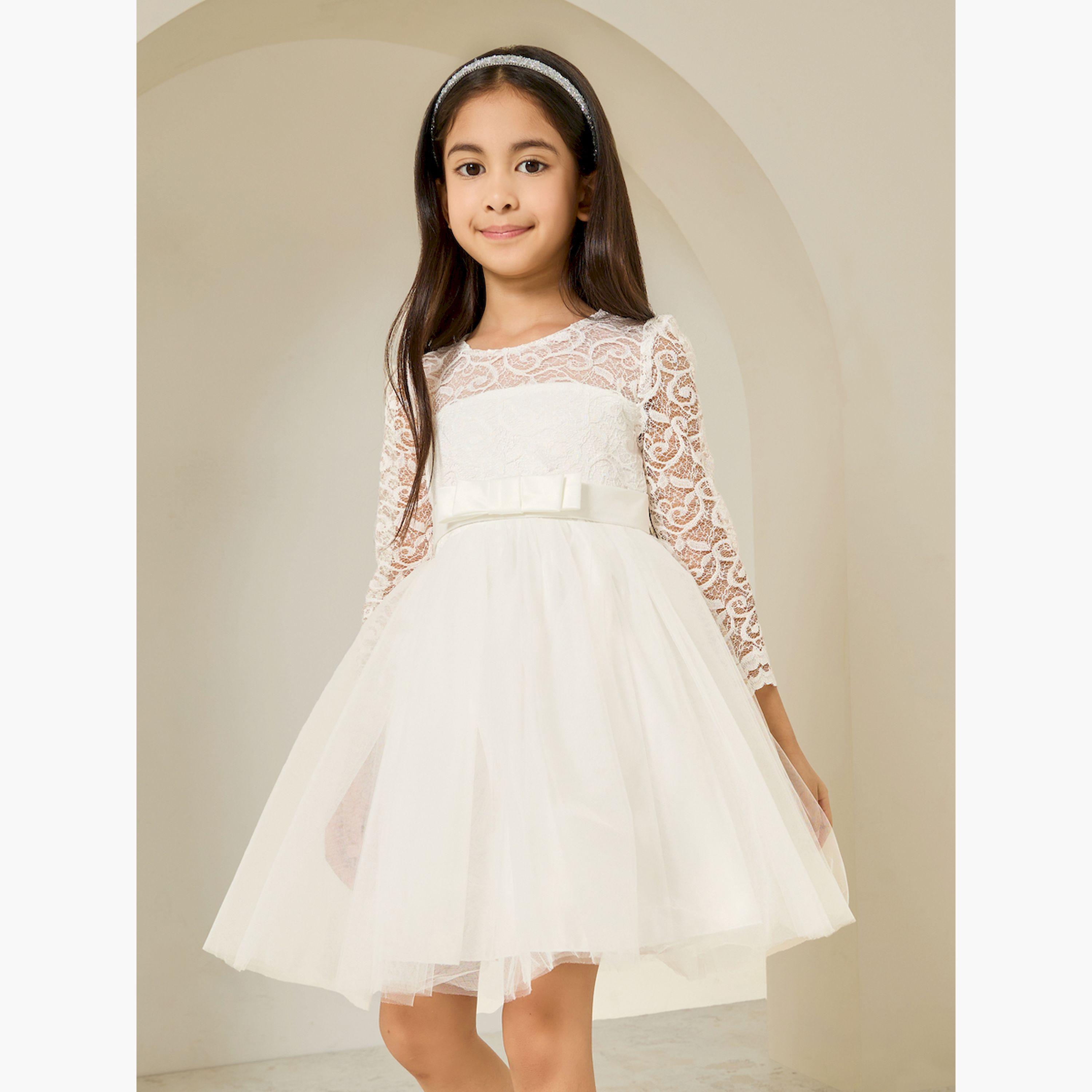 فستان بناتي سكري مزين بالدانتيل-girls-clothing-dressesandjumpsuits-image-1