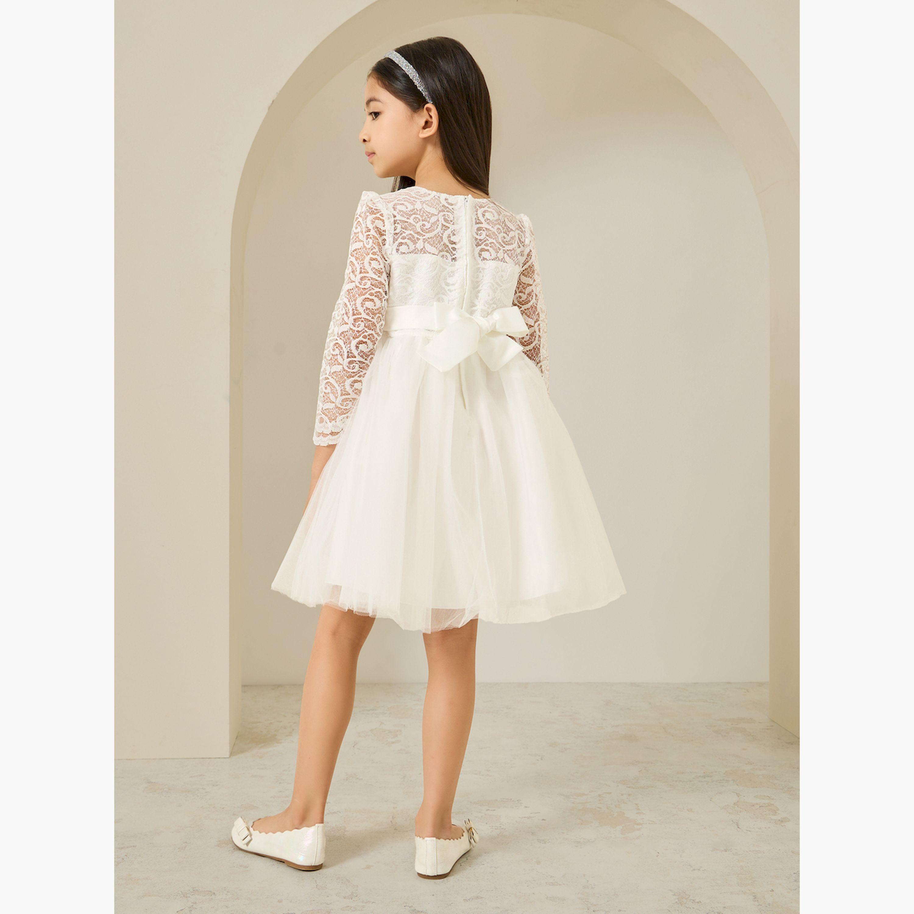 فستان بناتي سكري مزين بالدانتيل-girls-clothing-dressesandjumpsuits-image-3