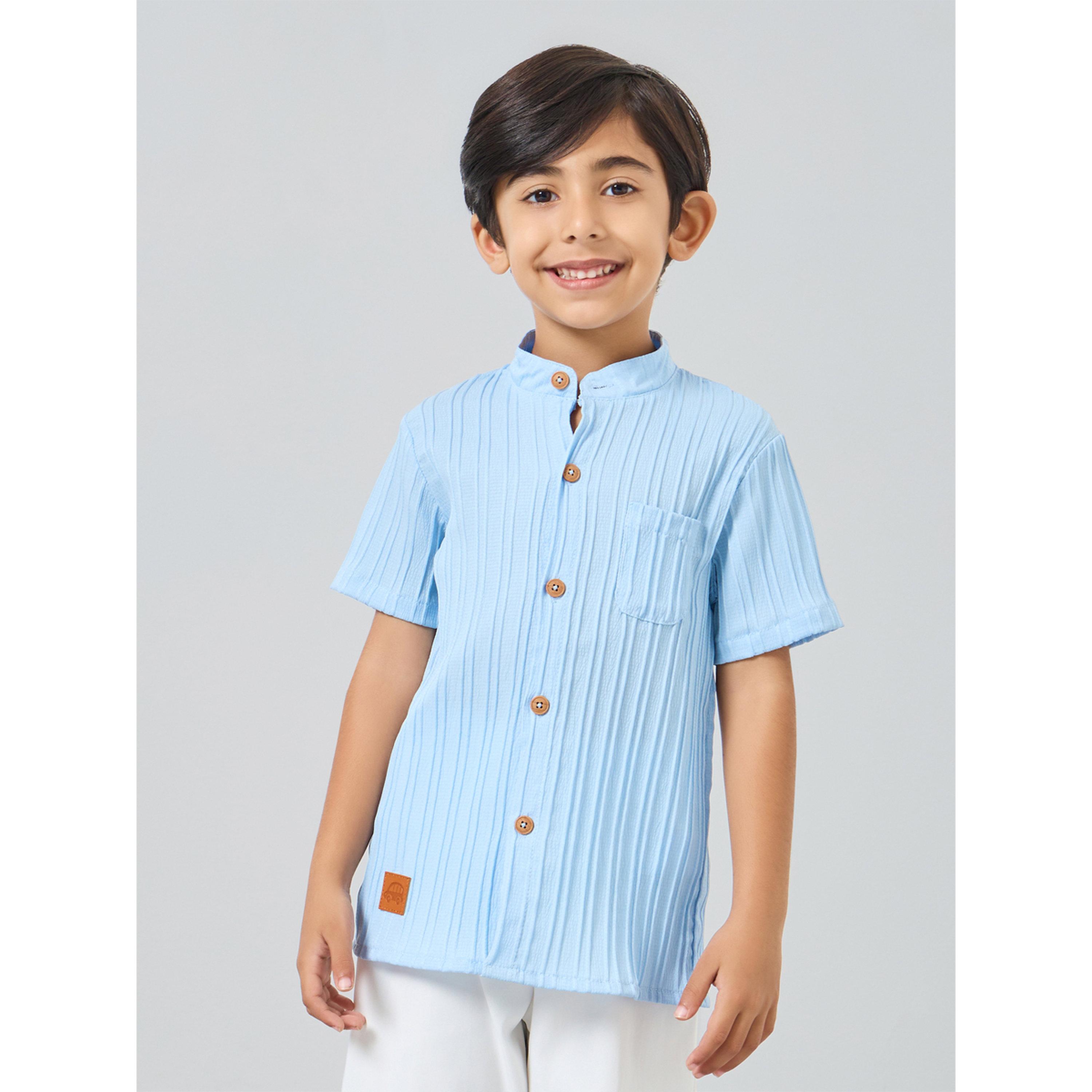 Styli Boys Blue Shirt and Shorts Set-boys-clothing-setsandcoords-image-2