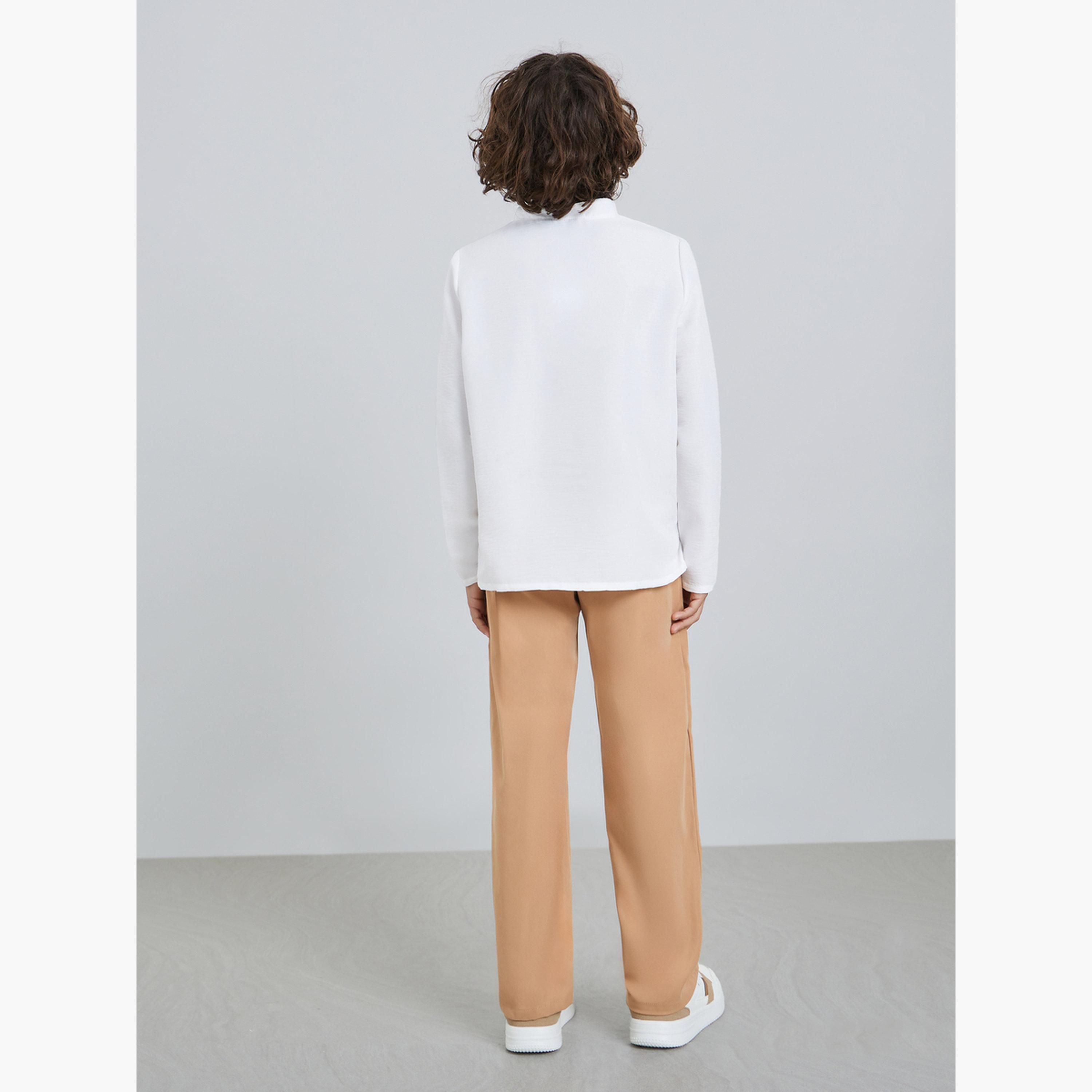 Styli Boys White Shirt and Beige Pant Set-boys-clothing-setsandcoords-image-5