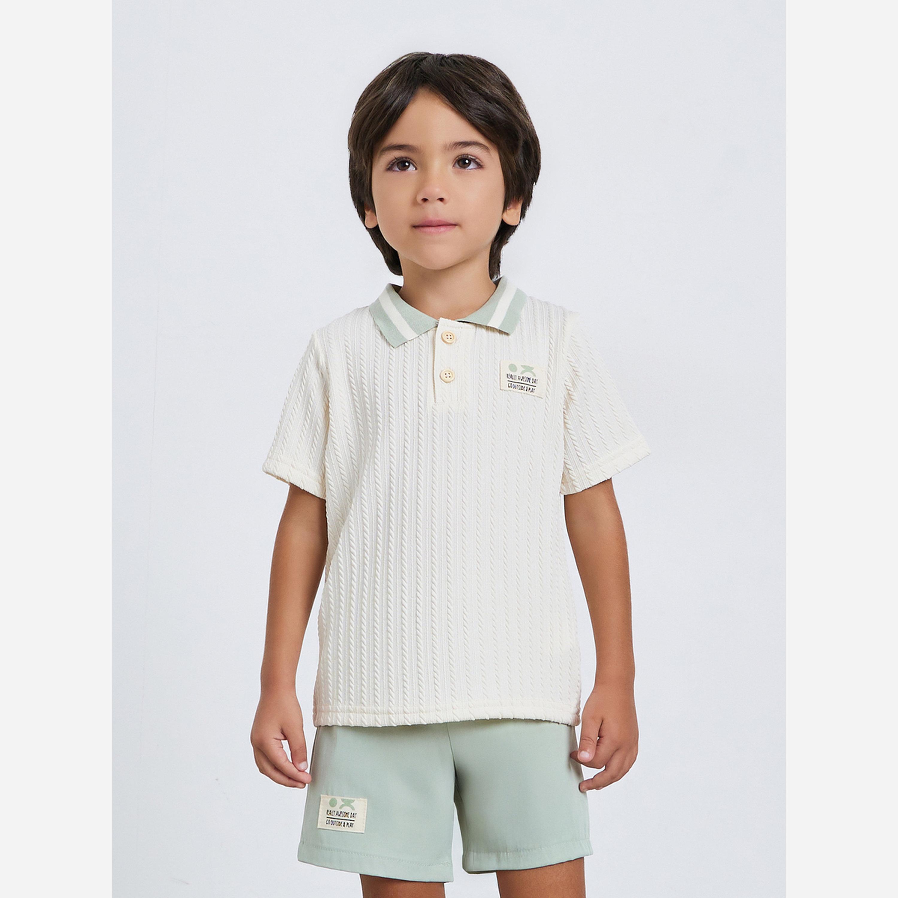 Styli Boys Textured Polo T-Shirt and Woven Shorts Set-boys-clothing-setsandcoords-image-1