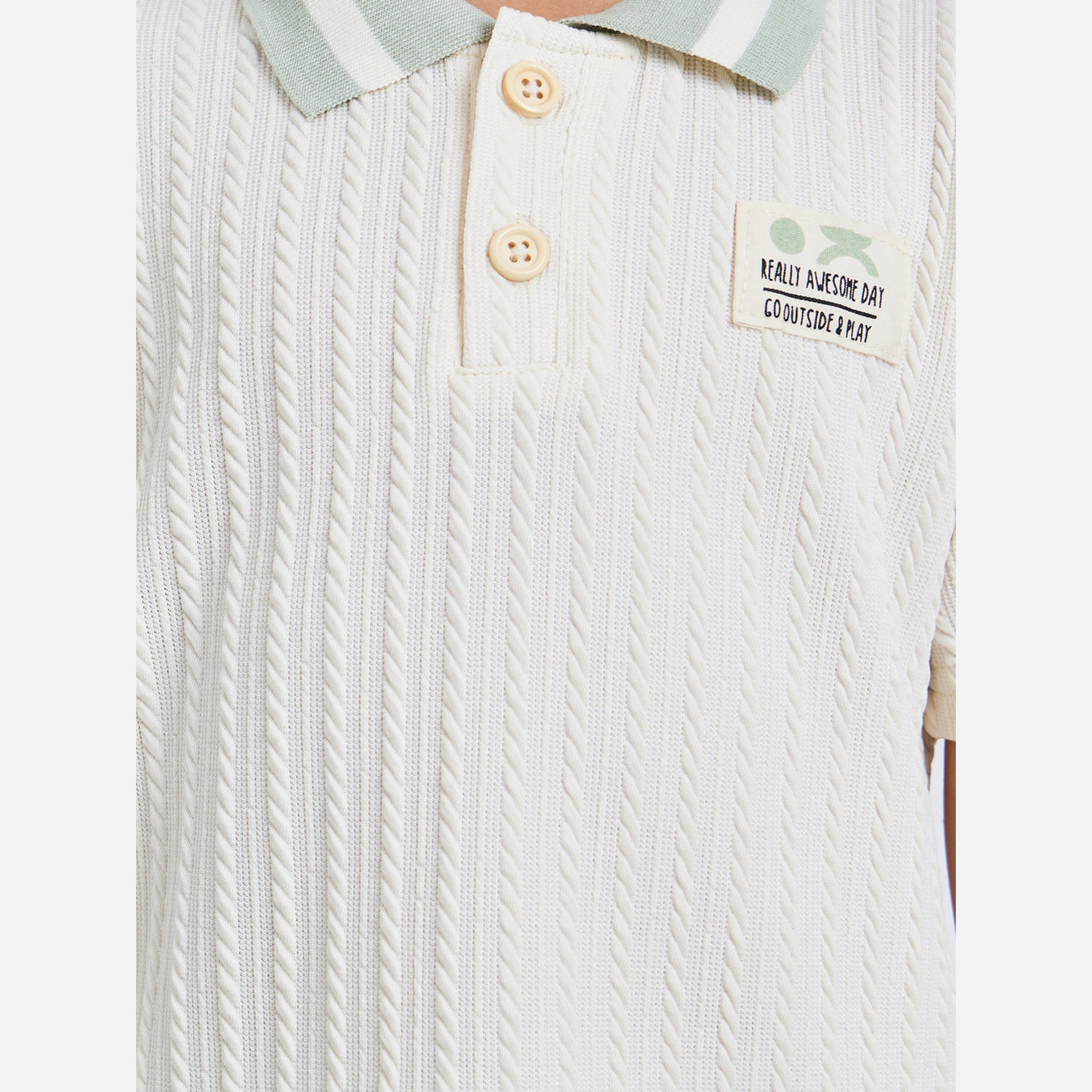 Styli Boys Textured Polo T-Shirt and Woven Shorts Set-boys-clothing-setsandcoords-image-3
