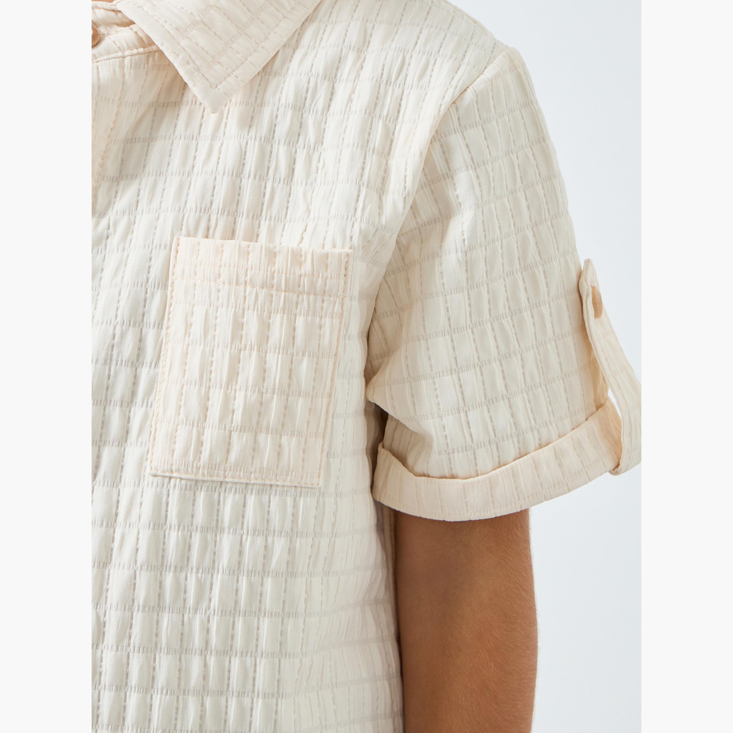 طقم قميص بياقة وشورت بنسيج بارز-boys-clothing-setsandcoords-image-3