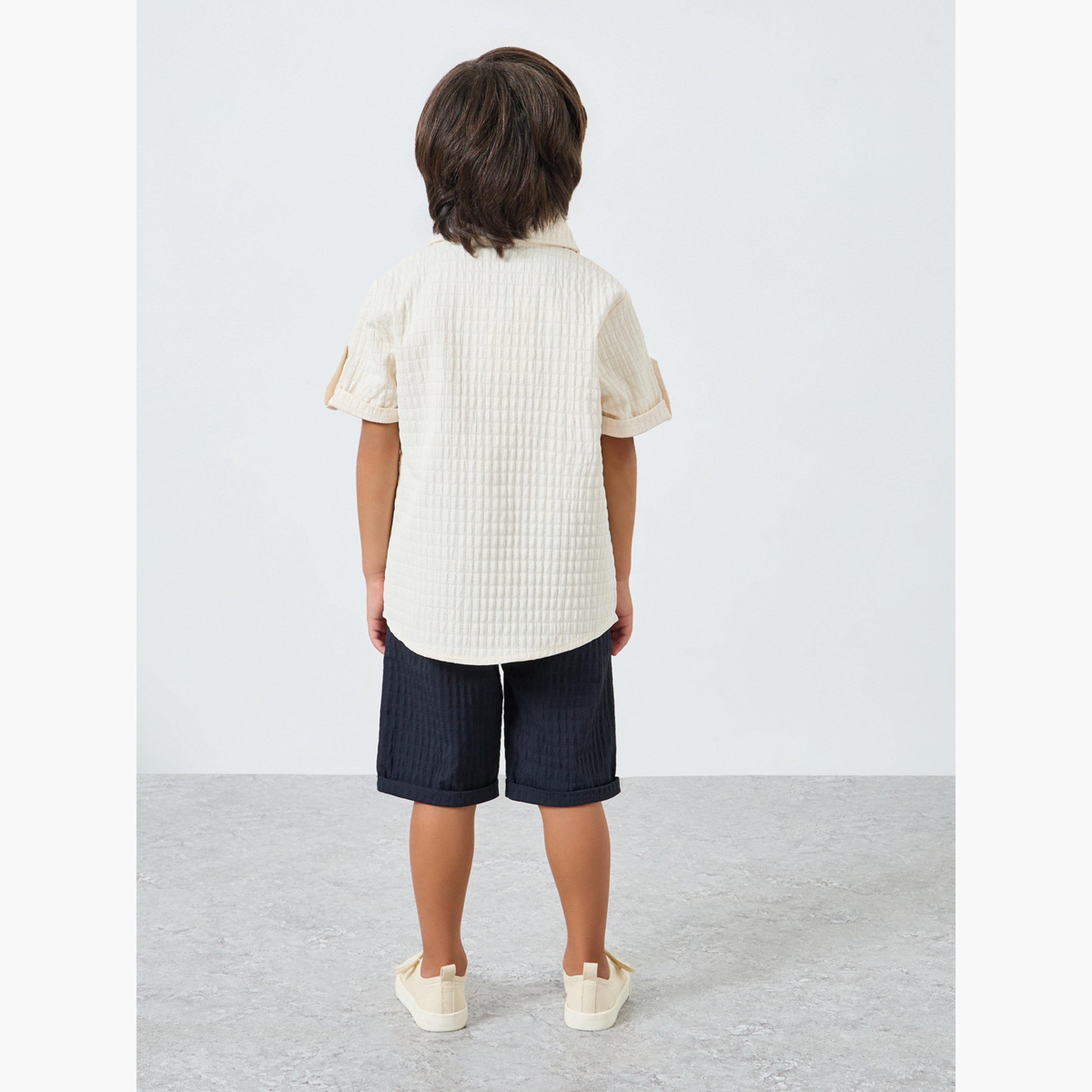 طقم قميص بياقة وشورت بنسيج بارز-boys-clothing-setsandcoords-image-5