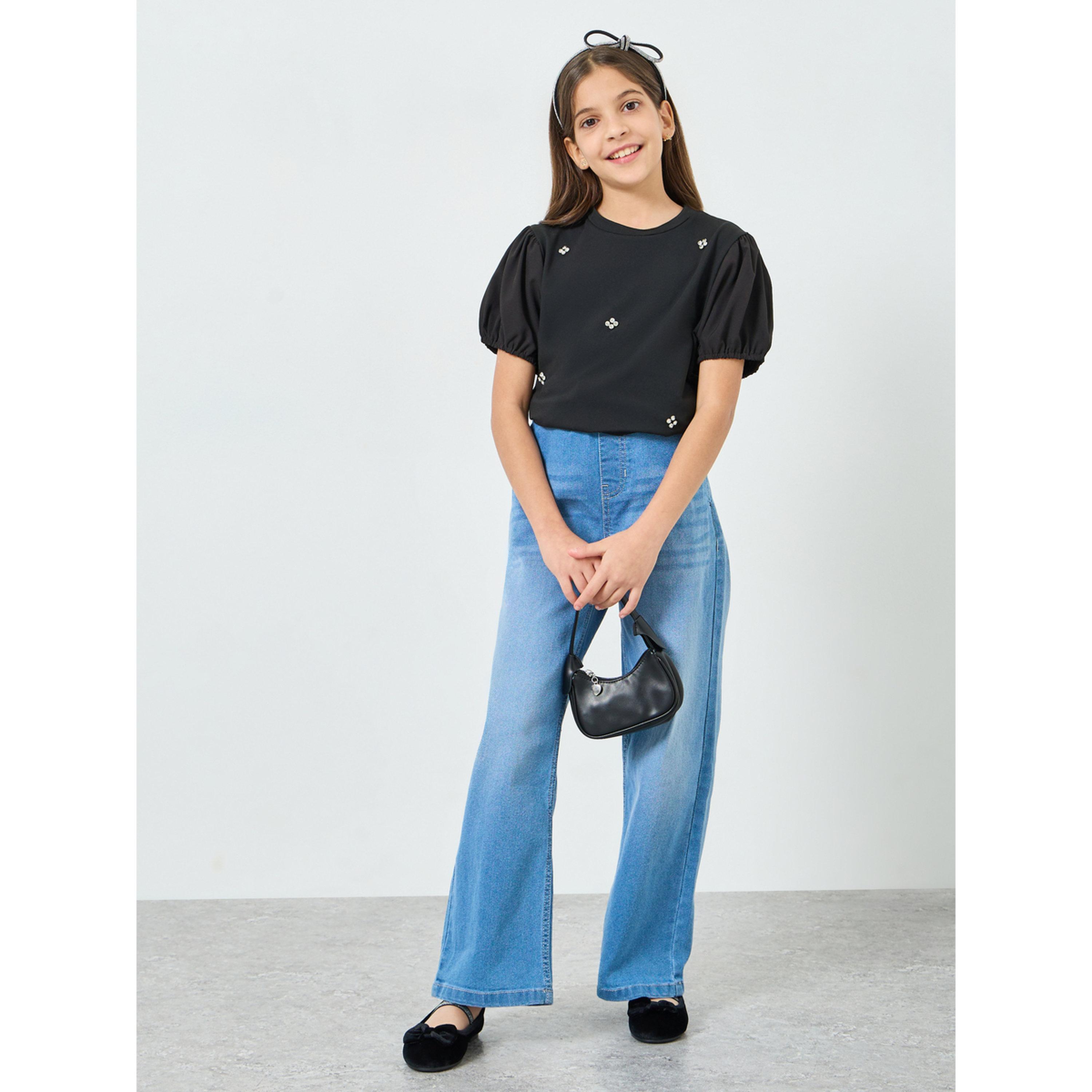 بلوزة منمقة بأكمام منفوخة-girls-clothing-blousesandshirts-image-2