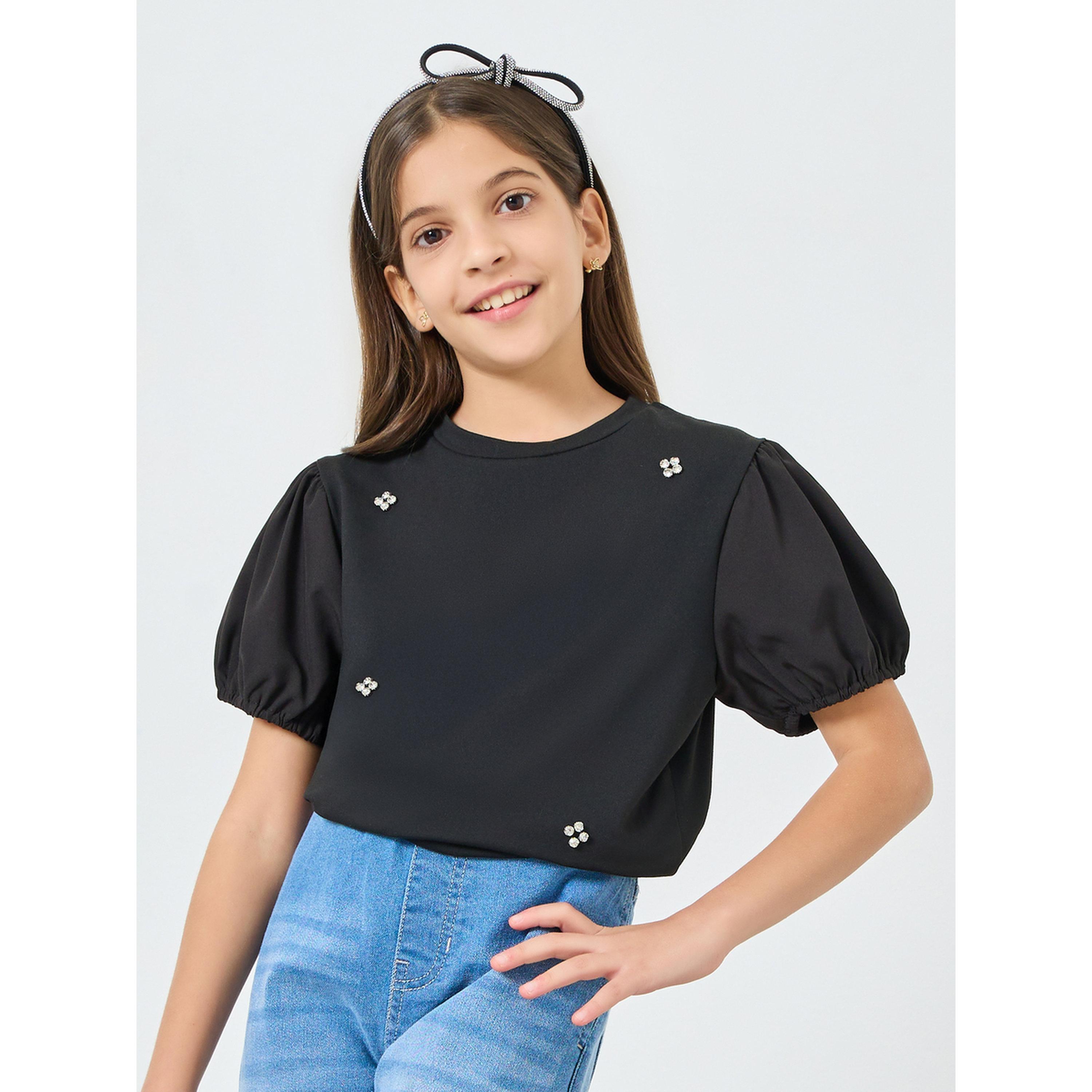 بلوزة منمقة بأكمام منفوخة-girls-clothing-blousesandshirts-image-3