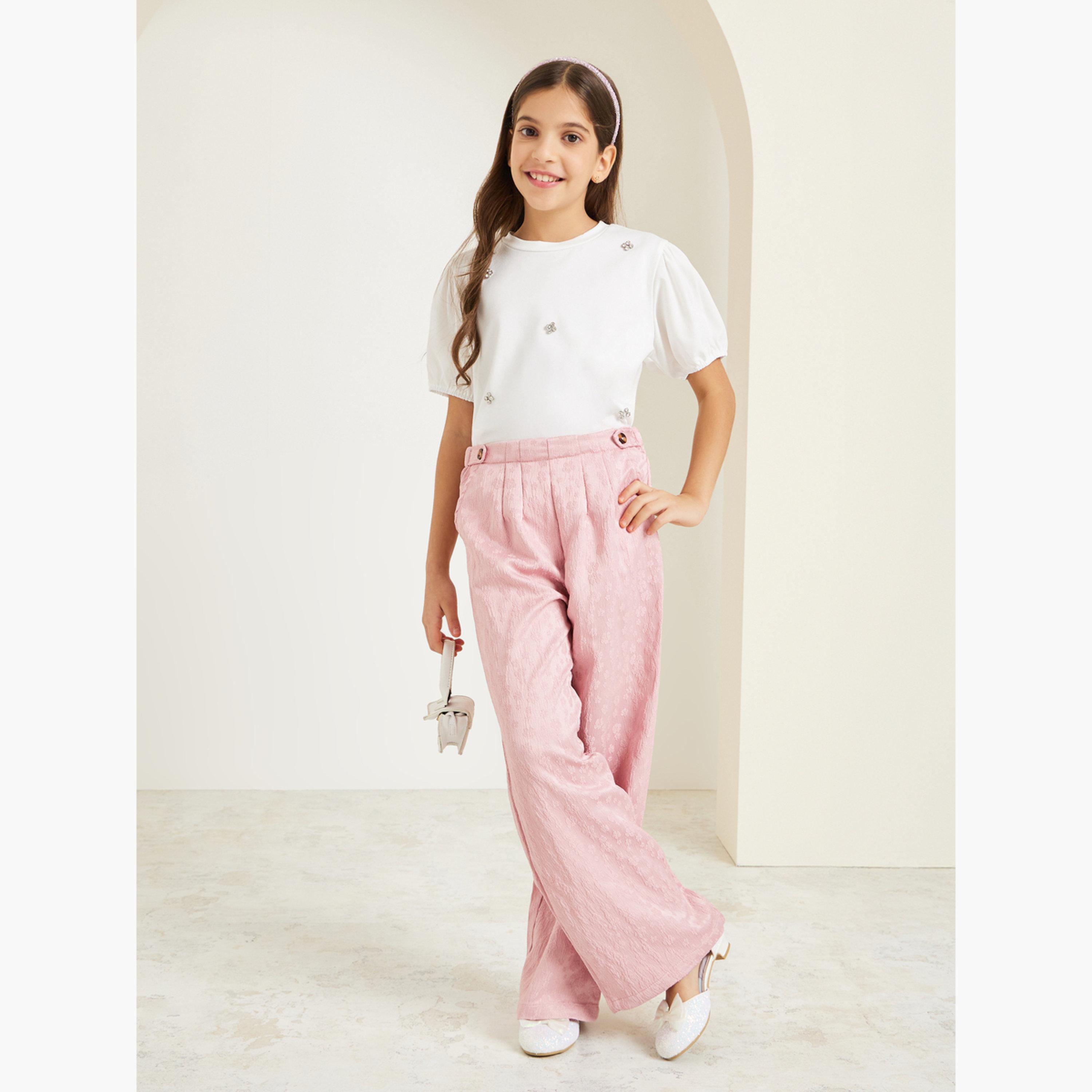 Styli Girls White Puff Sleeve Embellished Top-girls-clothing-blousesandshirts-image-2