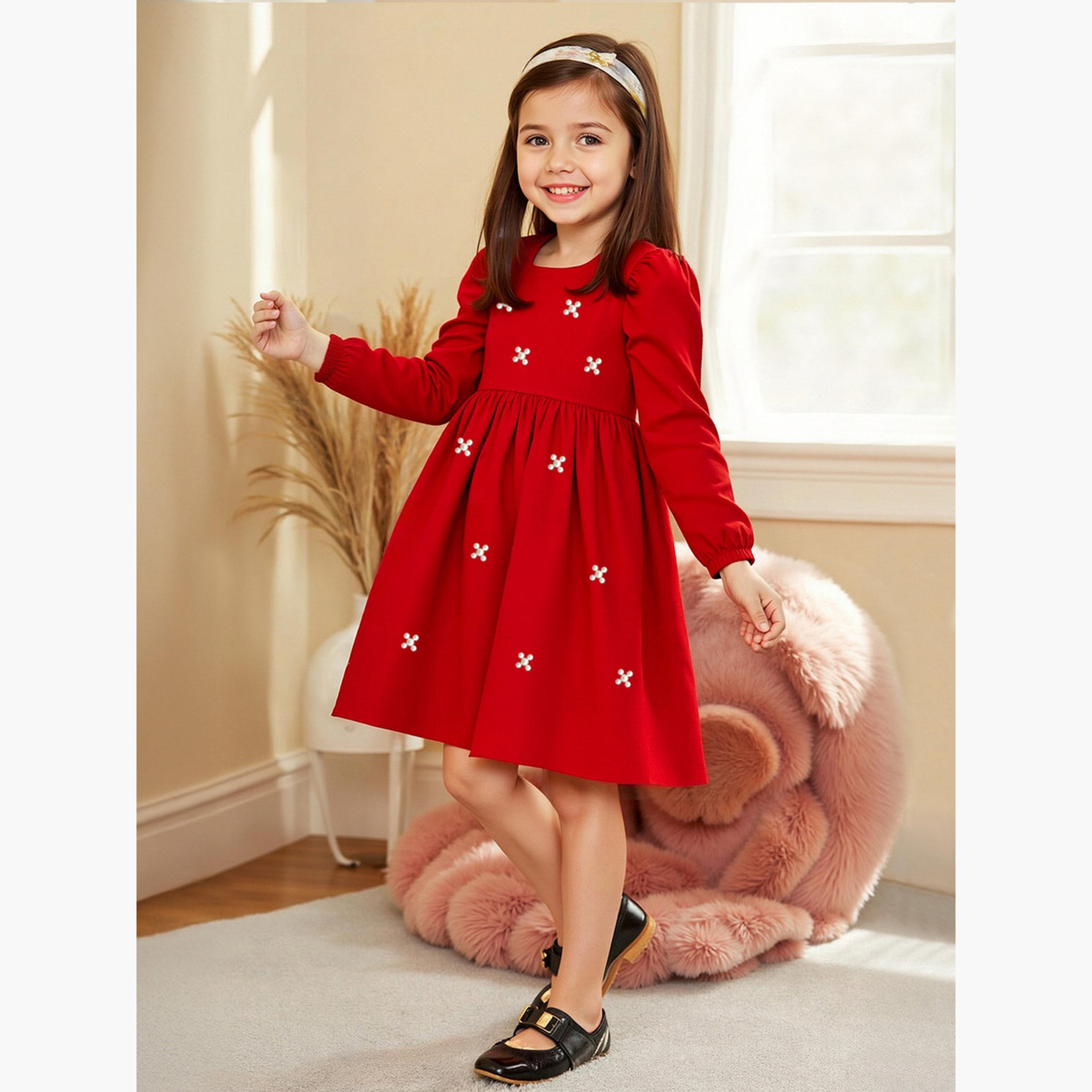 Take Two Embellished Square Neck Puff Sleeve Dress-girls-clothing-dressesandjumpsuits-image-4