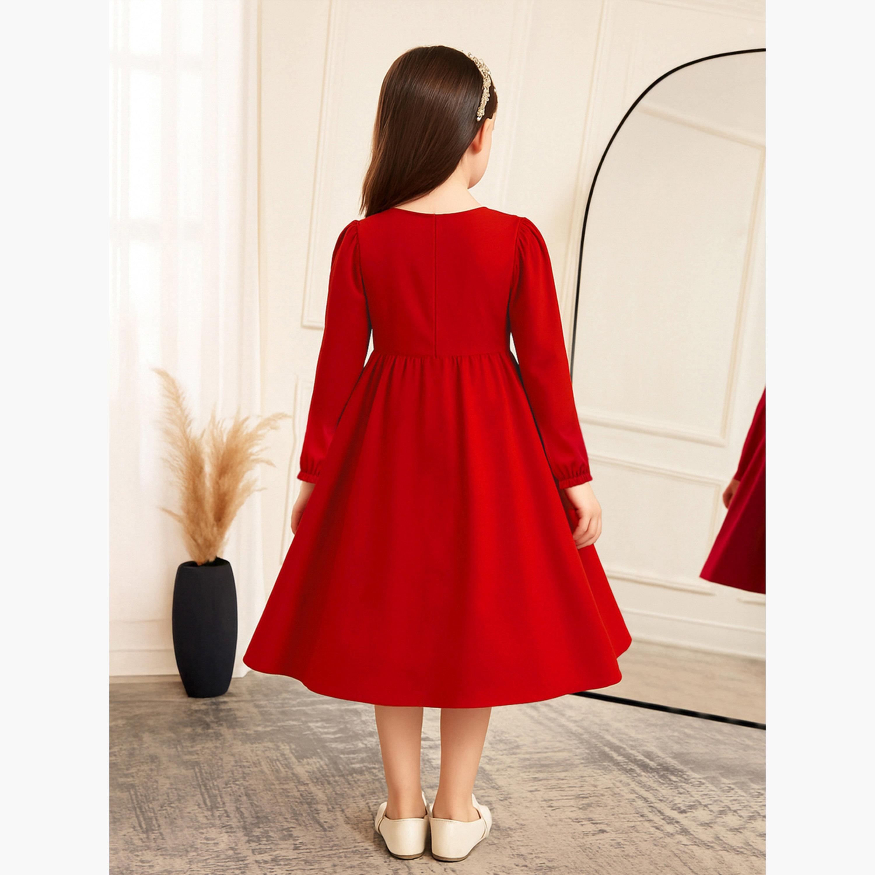 Take Two Embellished Square Neck Puff Sleeve Dress-girls-clothing-dressesandjumpsuits-image-5
