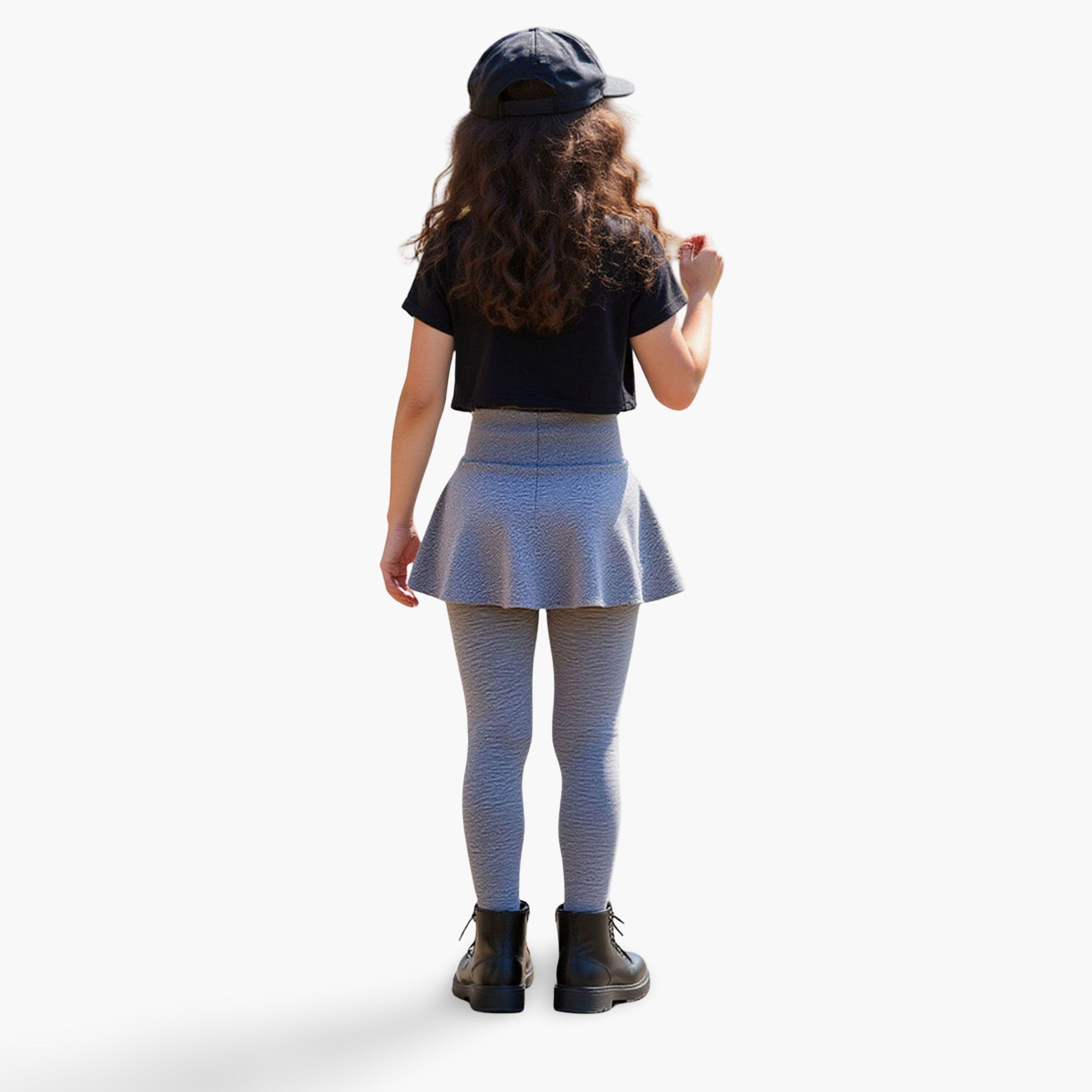 Take Two Solid Bow Printed Skirt with Leggings Set-girls-clothing-schoolwear-bottoms-skirt-image-5