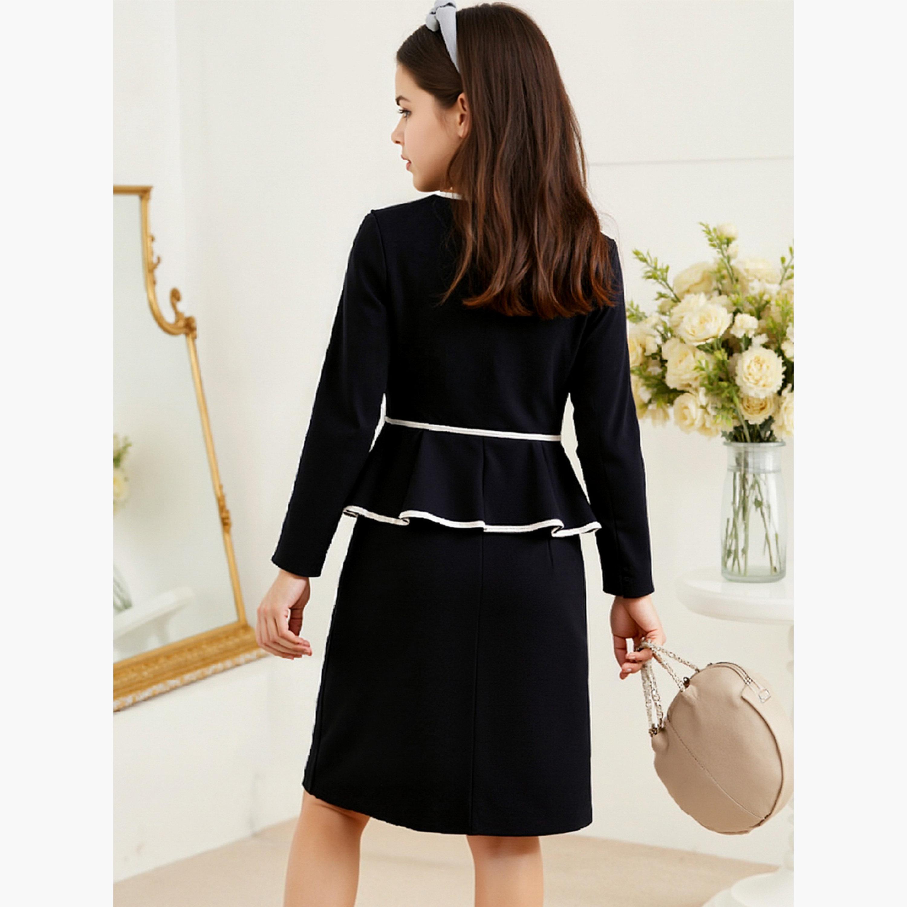 تيك تو - فستان تصميم رقبة مفتوحة وفيونكة بتفاصيل ملونة-girls-clothing-dressesandjumpsuits-image-4