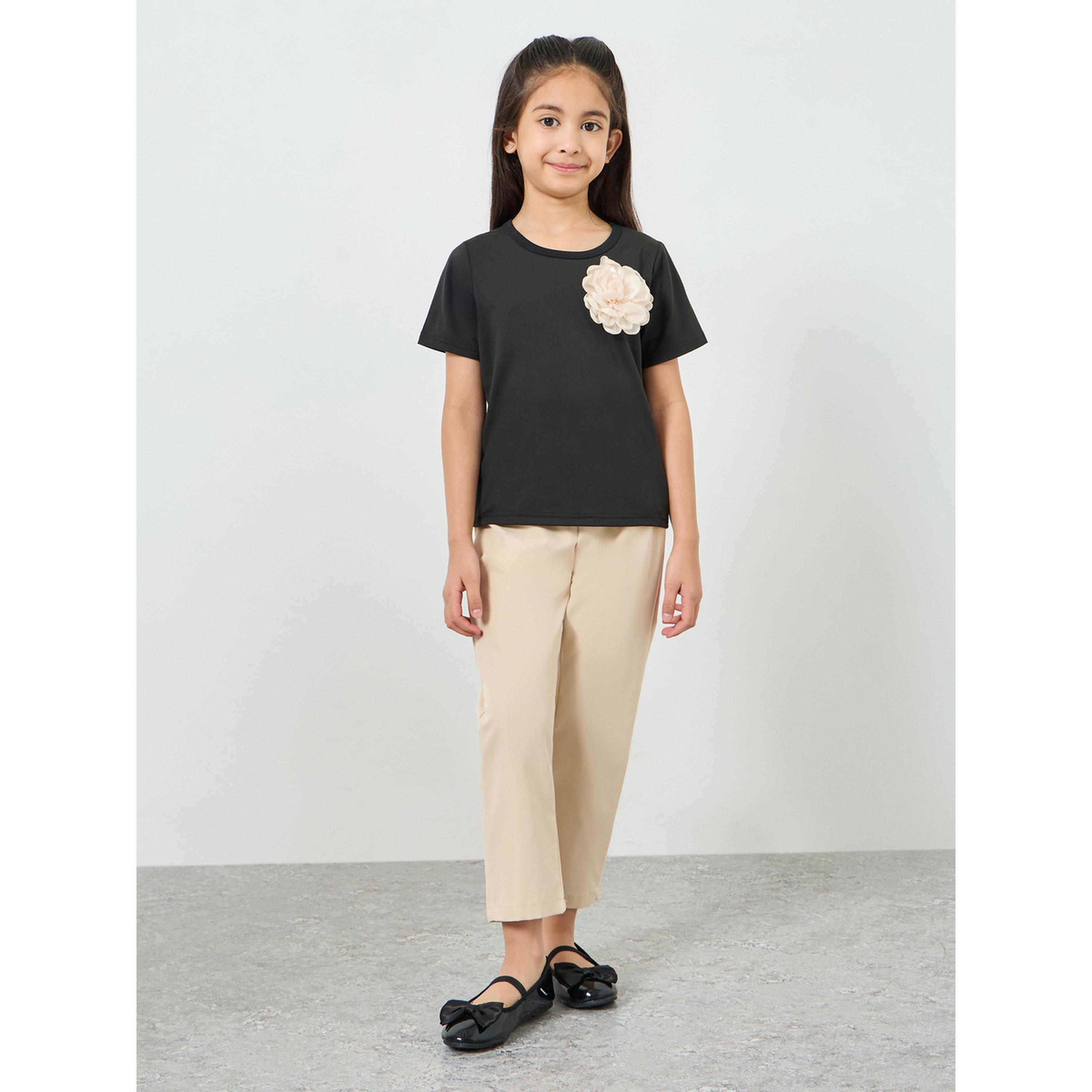 Styli Girls Beige Blazer with Embellished T-Shirt and Pants Set-girls-clothing-setsandcoords-image-2