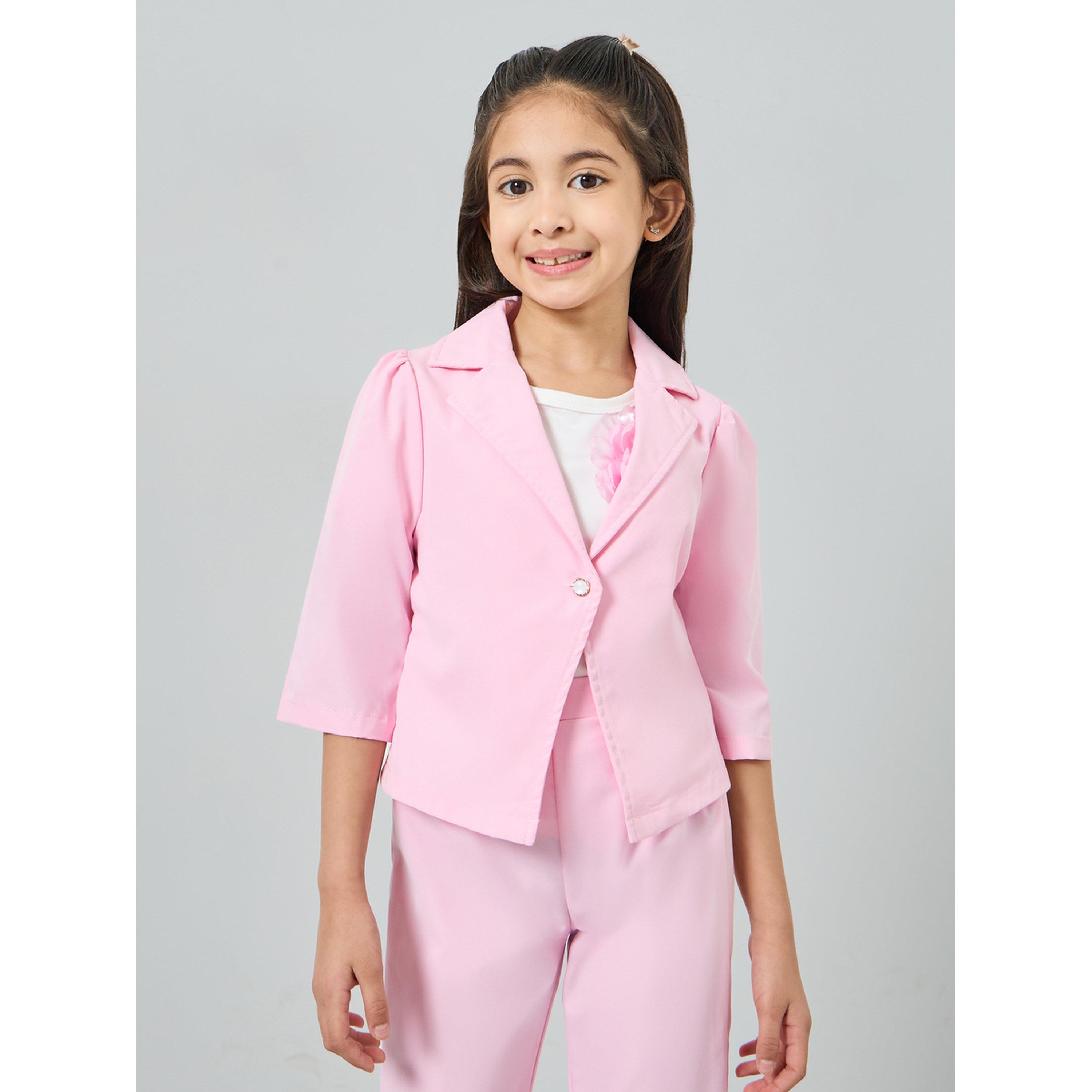 Styli Girls Pink Blazer with Embellished T-Shirt and Pants Set-girls-clothing-setsandcoords-image-4